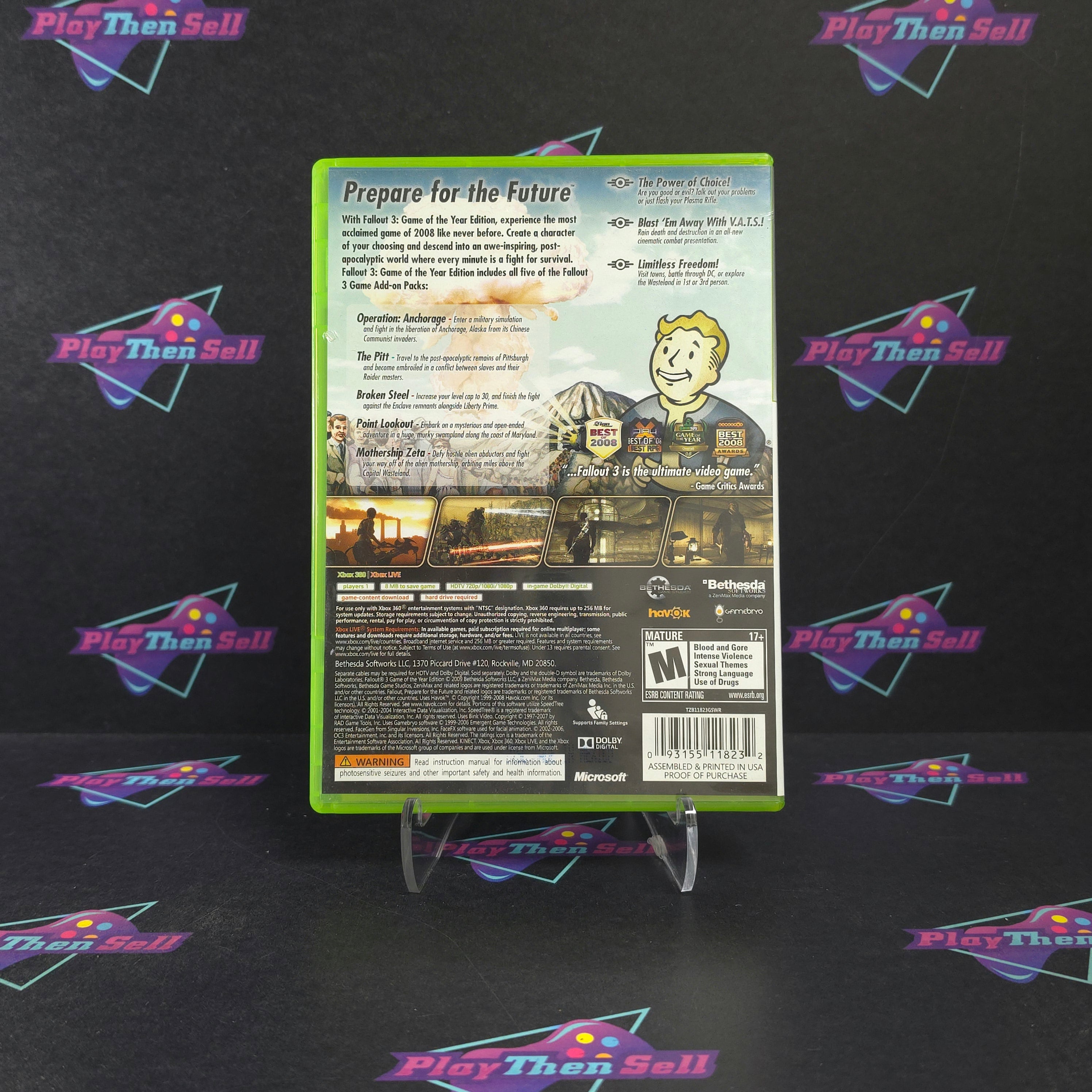 Fallout 3 GOTY GameStop Edition Xbox 360 PH + Poster - Very Good