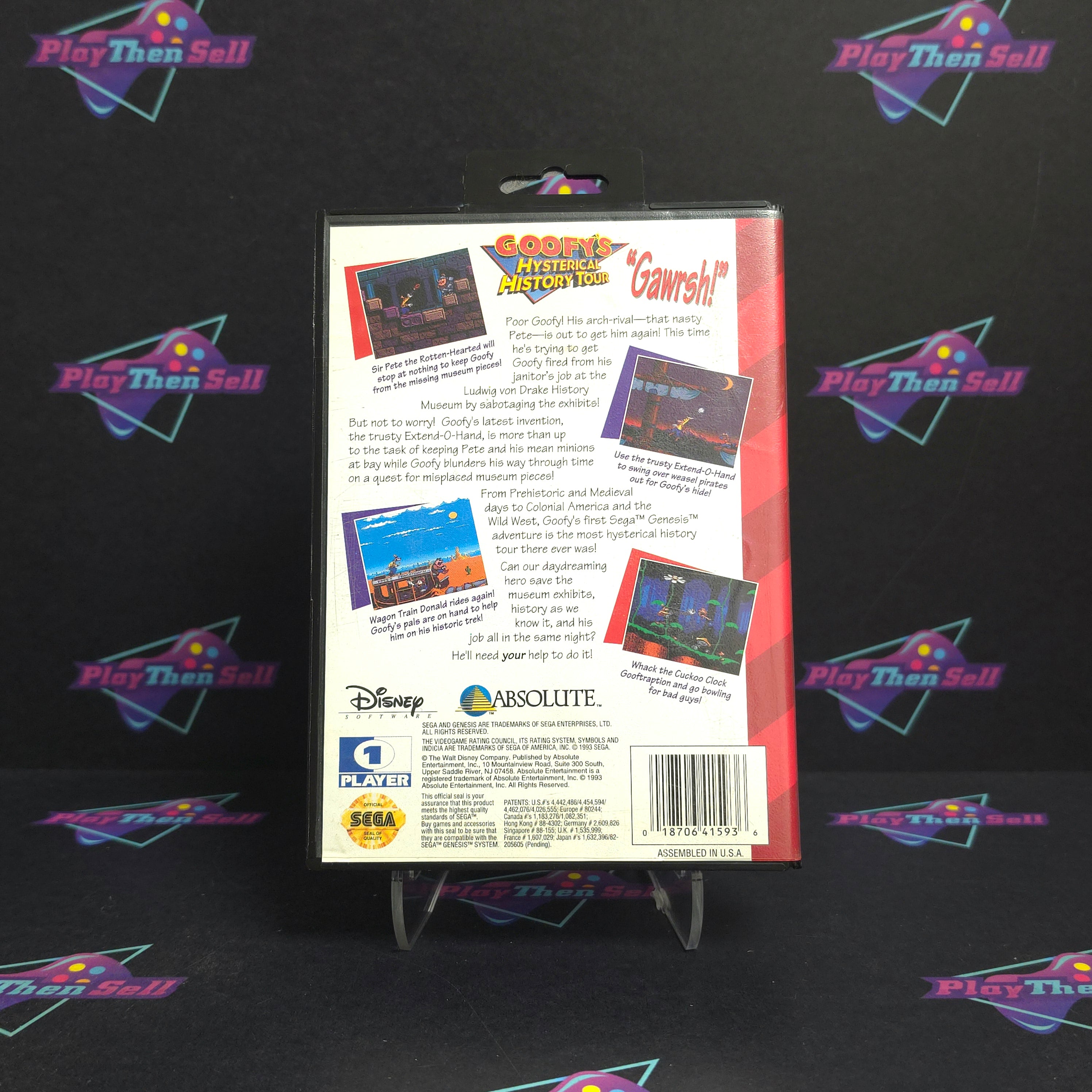 Goofy's Hysterical History Tour Sega Genesis Boxed - Very Good