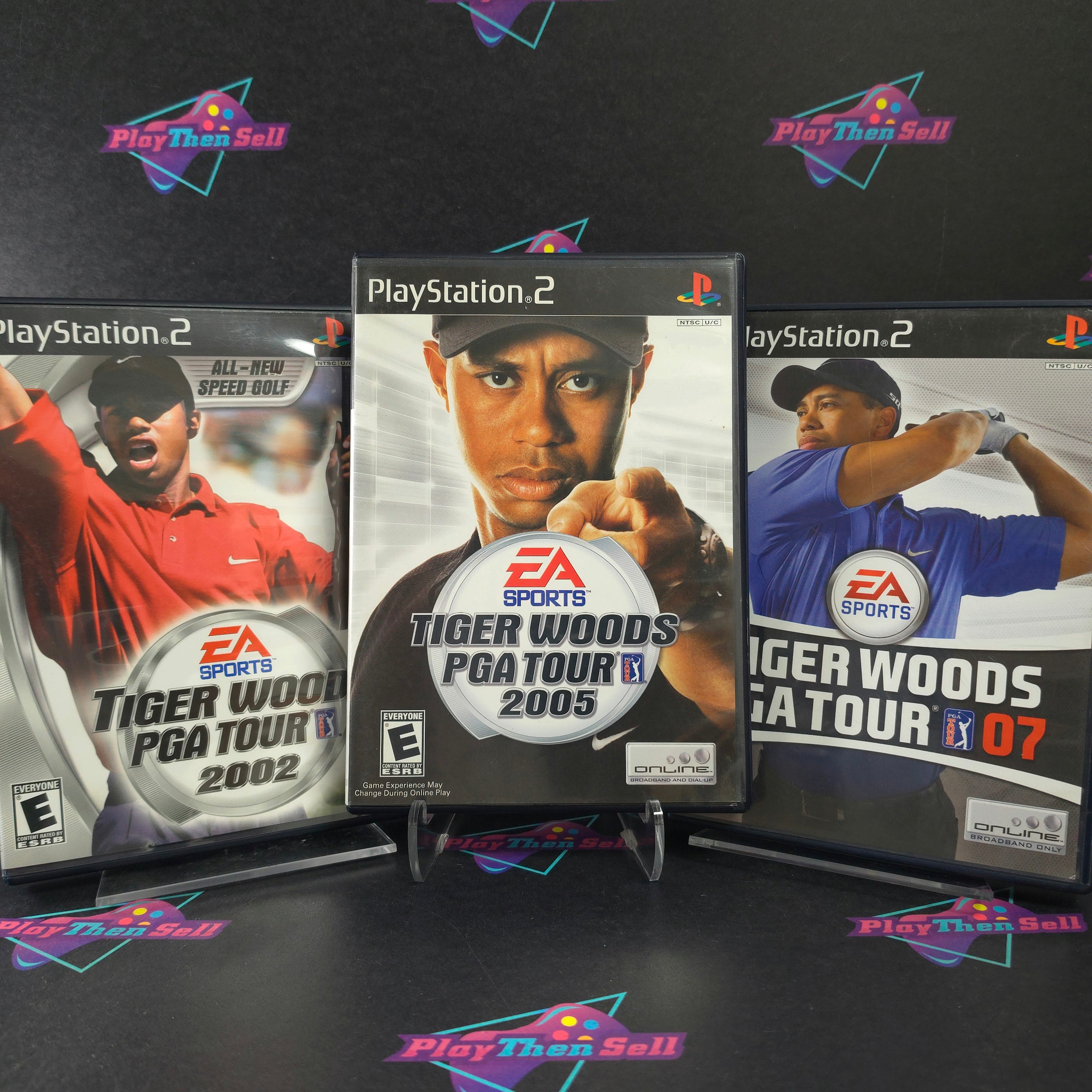 Tiger Woods PGA Tour Collection (3-Game Lot) 02, 05, 07 PS2 PlayStation 2 CIB - Very Good