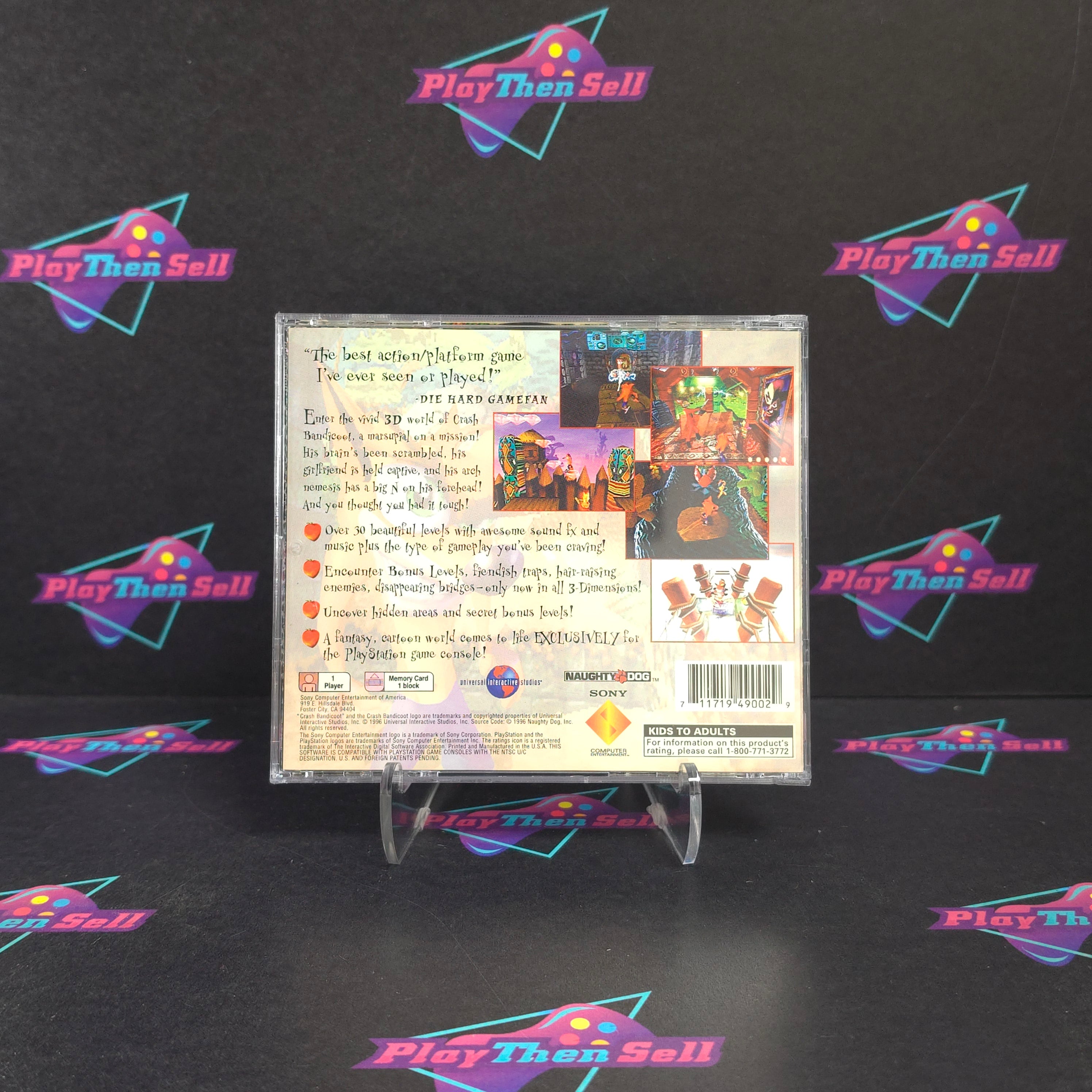 Crash Bandicoot PS1 PlayStation 1 Orange Disc Complete - Very Good
