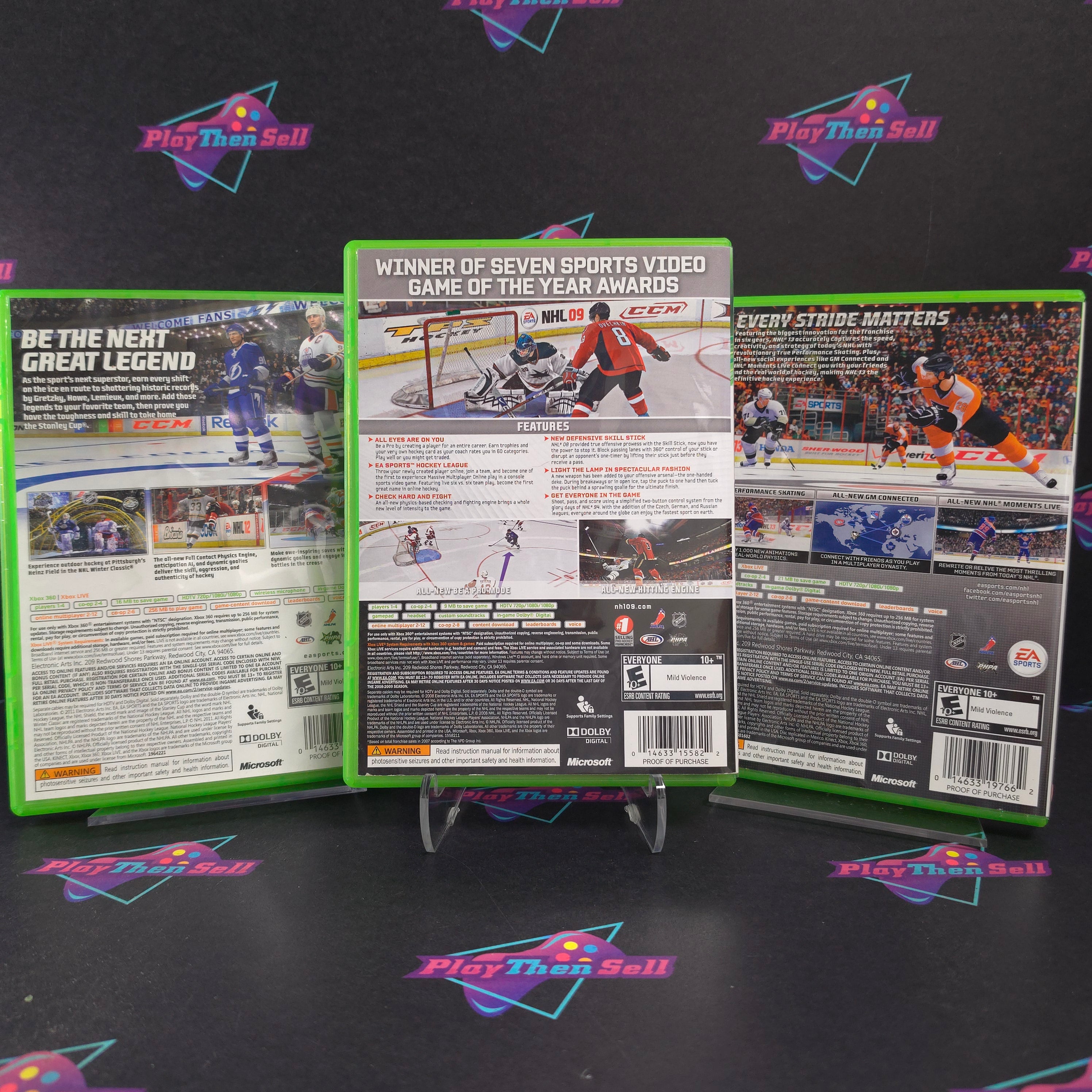 NHL Collection (3-Game Lot) 09, 12, 13 Xbox 360 Complete Bundle - Very Good