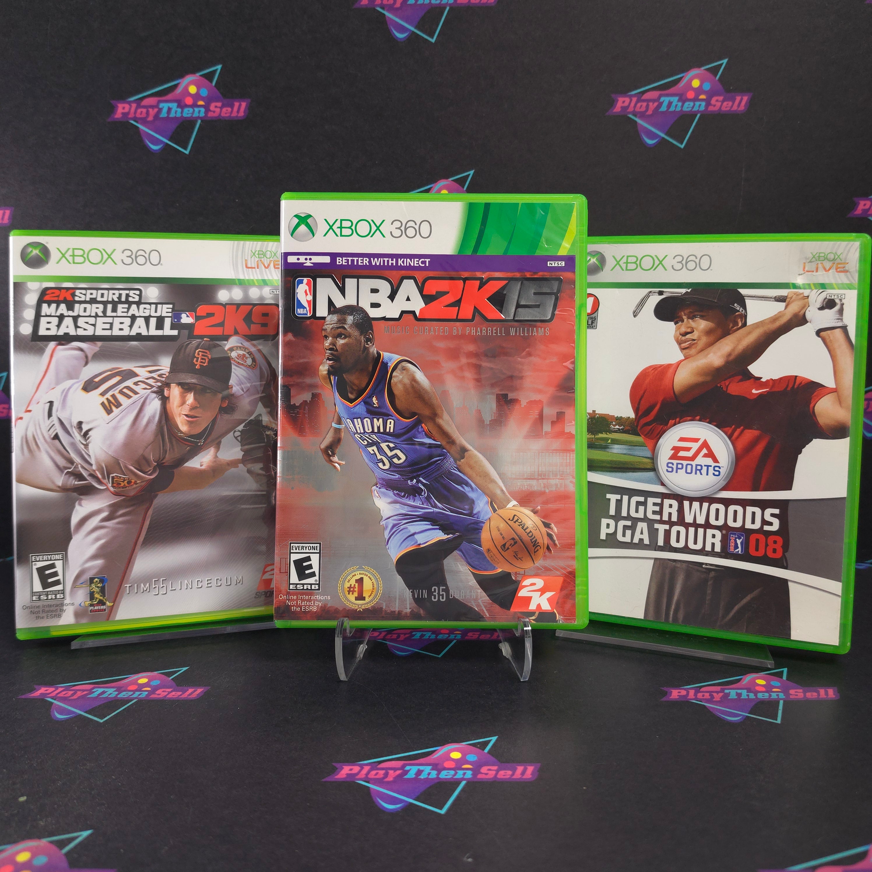 Sports Collection (3-Game Lot) PGA 08, MLB 2K9, NBA 2K15 Xbox 360 Bundle - Very Good