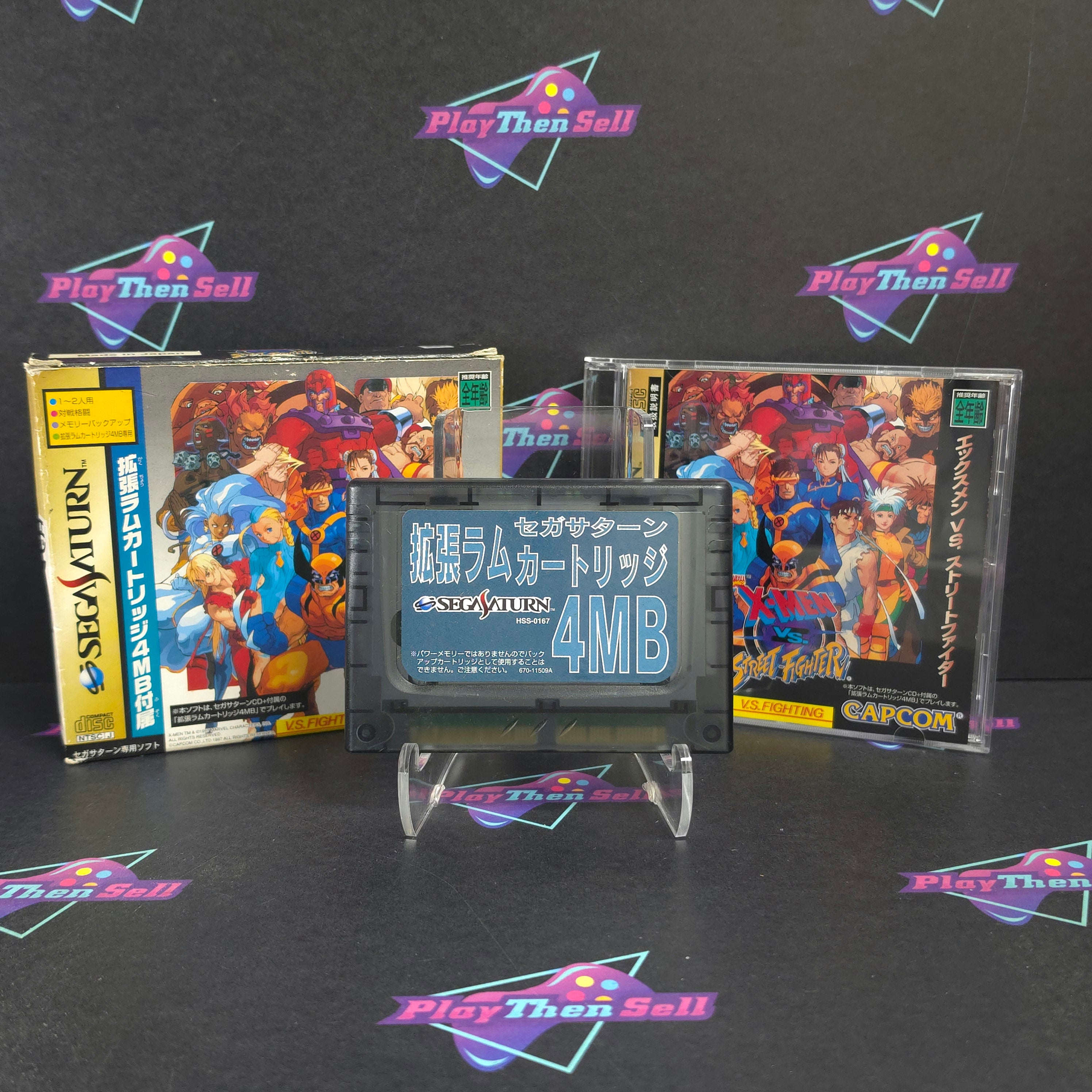 X-Men vs. Street Fighter 4MB RAM Set Sega Saturn Japan Import Complete - Excellent