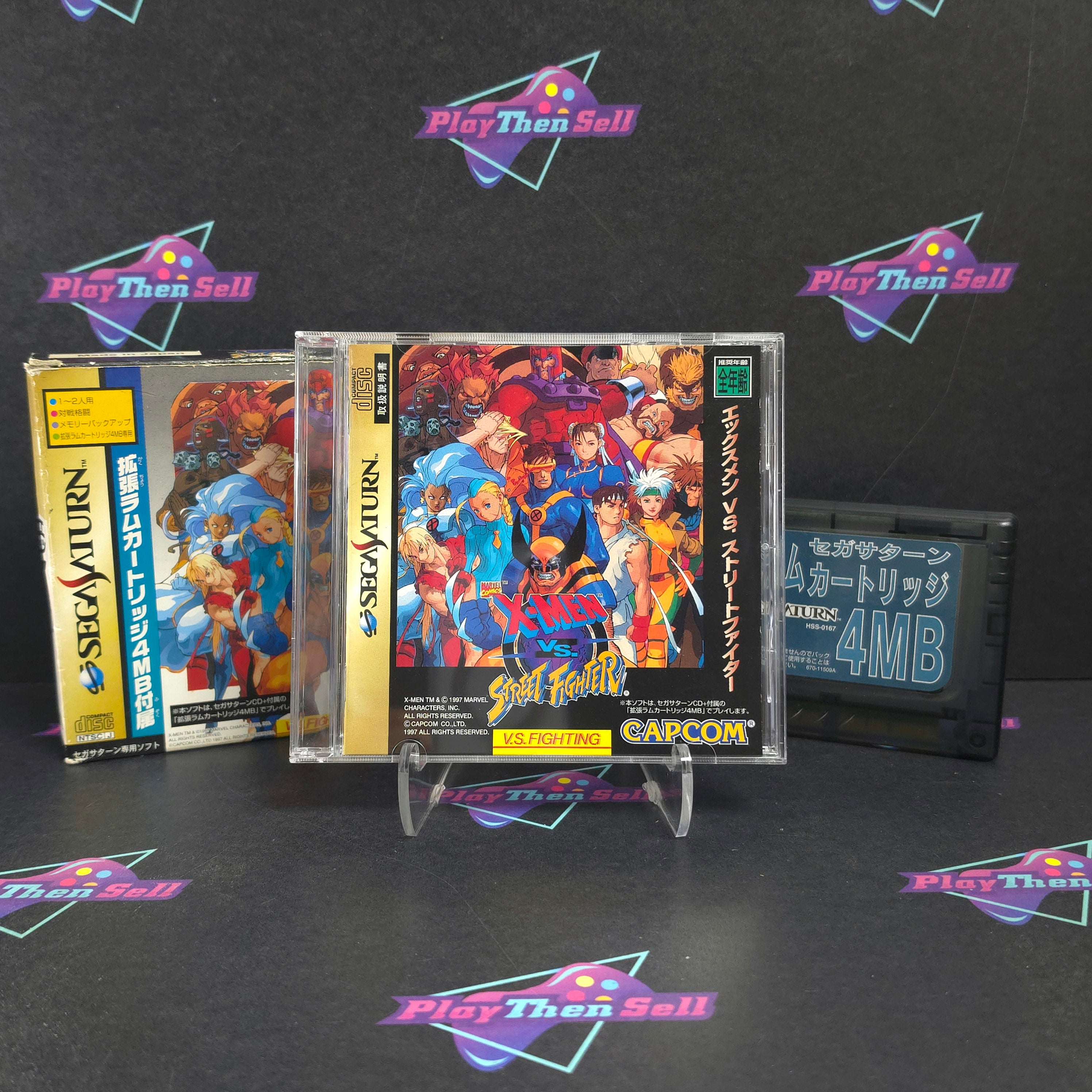 X-Men vs. Street Fighter 4MB RAM Set Sega Saturn Japan Import Complete - Excellent