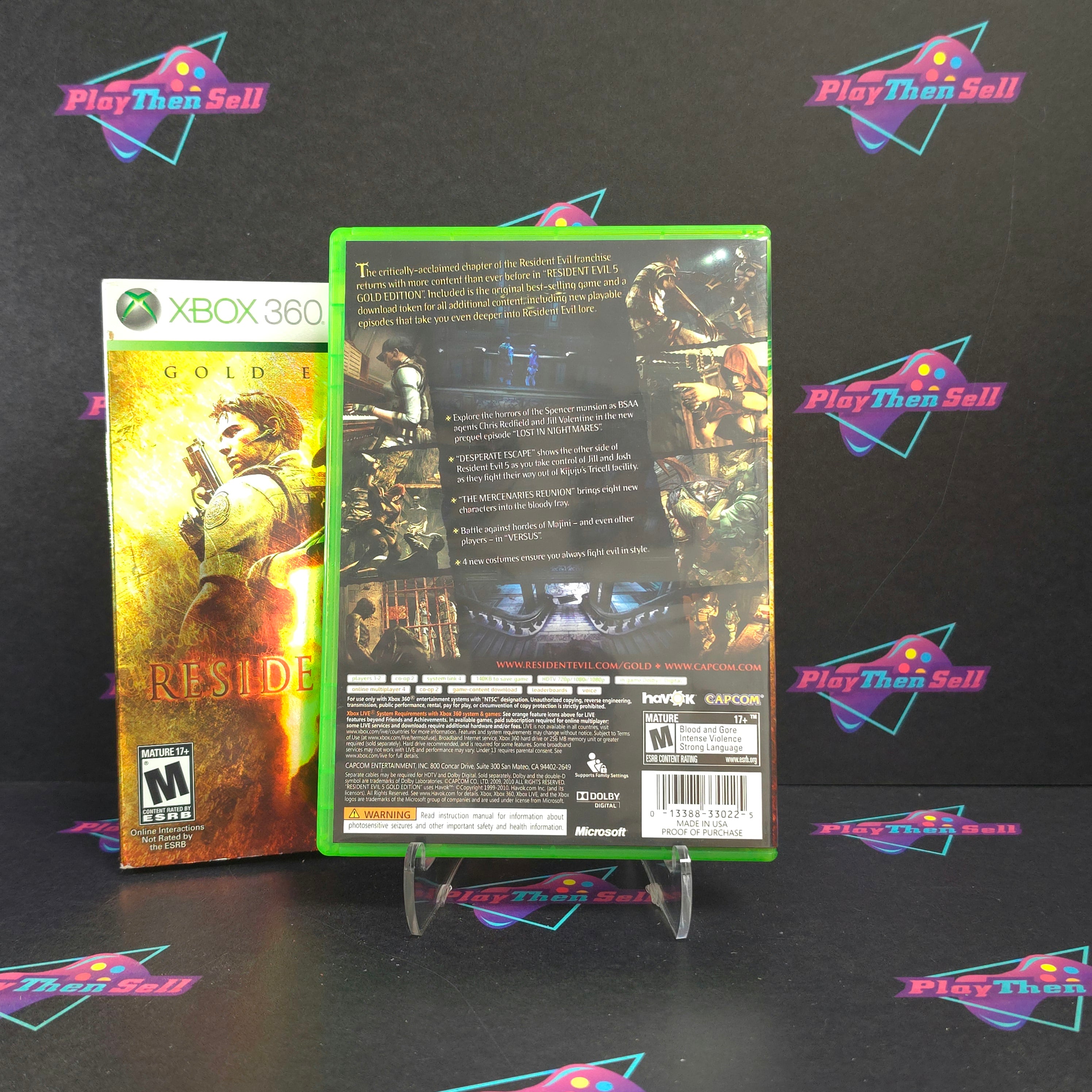 Resident Evil 5 Gold Edition Xbox 360 + Sleeve Complete - Excellent