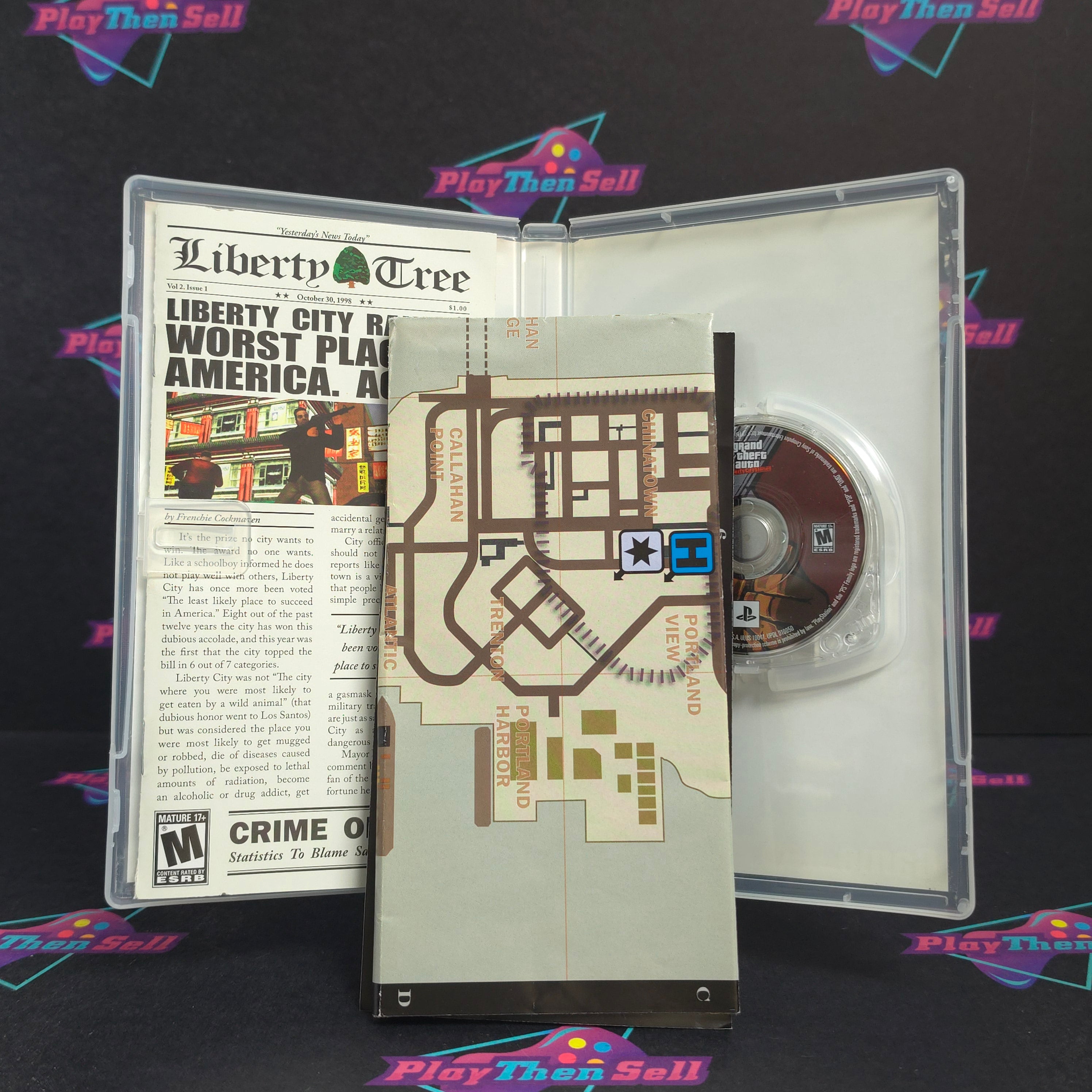 GTA Liberty City Stories Sony PSP Display Art GH + Map/Clear UMD Complete - Excellent