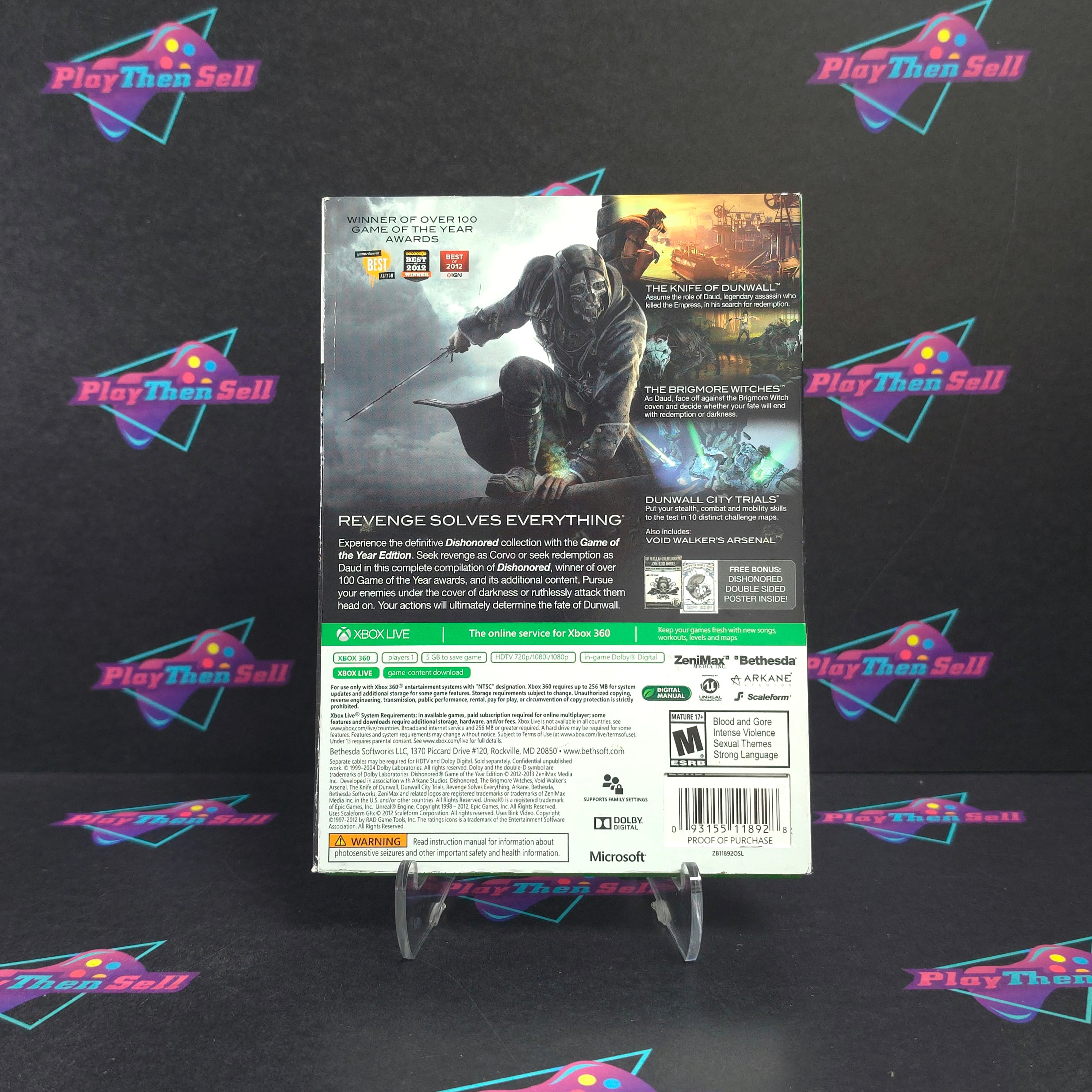 Dishonored GOTY Xbox 360 + Sleeve Complete - Excellent