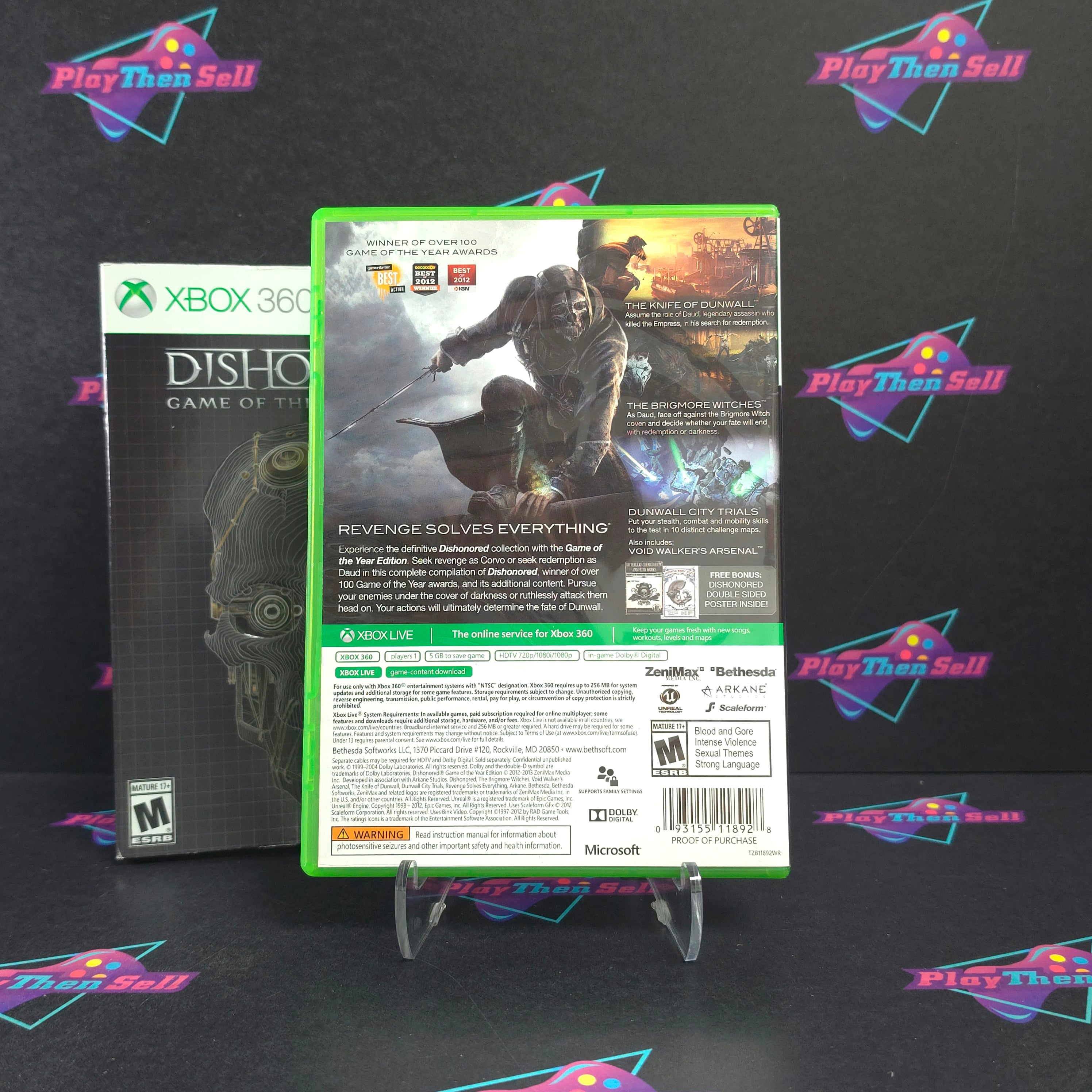 Dishonored GOTY Xbox 360 + Sleeve Complete - Excellent