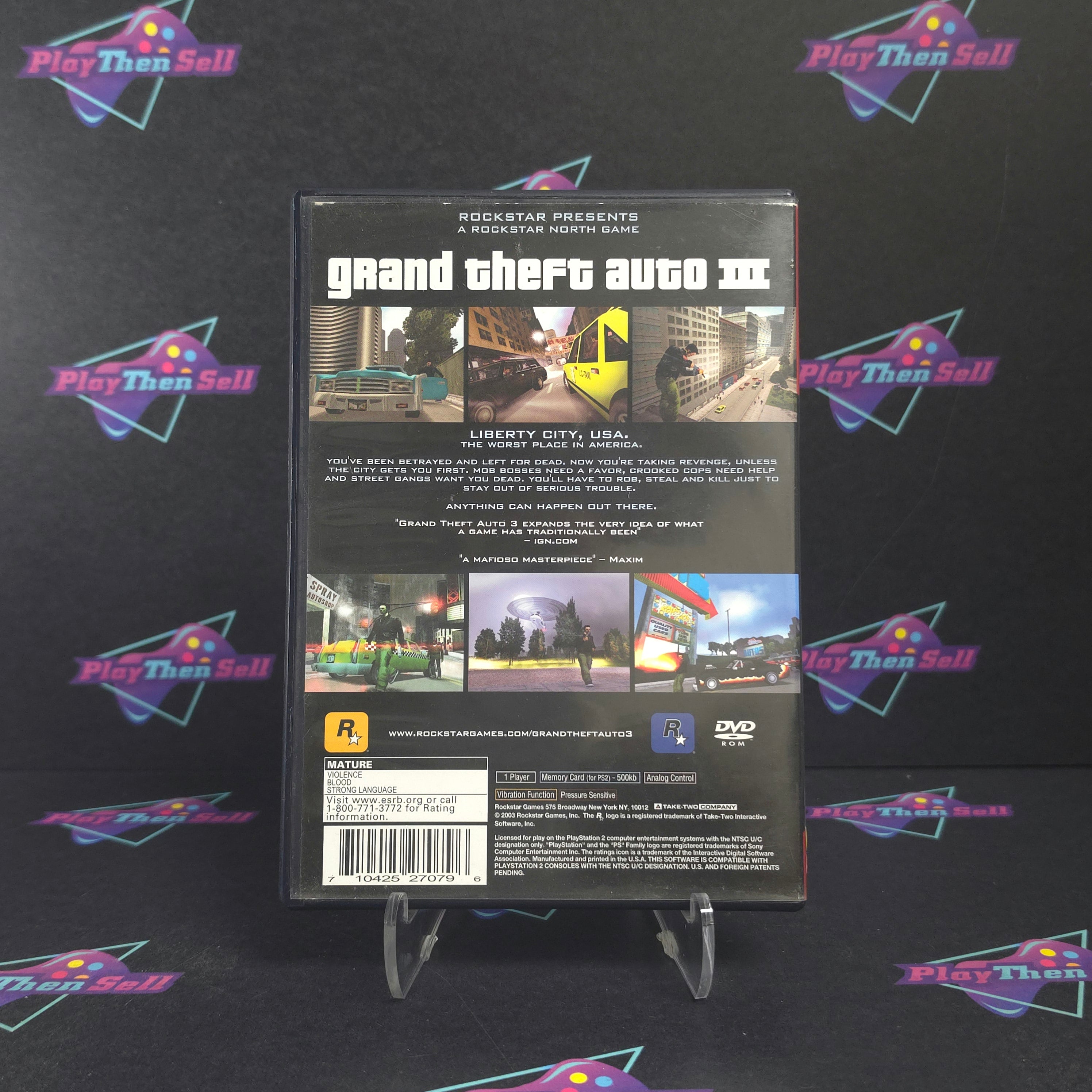 Grand Theft Auto GTA III (3) PS2 PlayStation 2 GH + Map CIB - Very Good