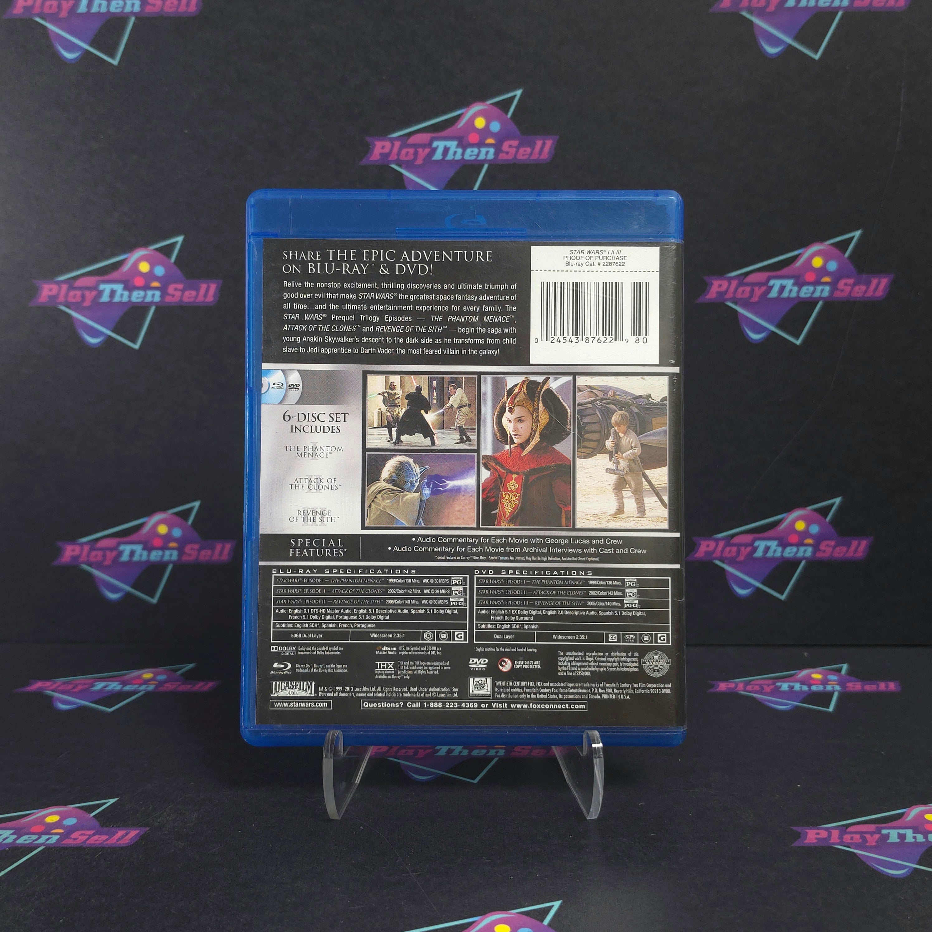 Star Wars I, II, III 6 Disc Set Blu-ray / DVD - Excellent