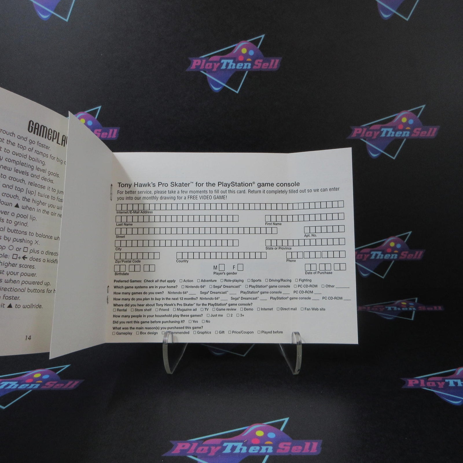 Tony Hawk's Pro Skater PS1 PlayStation 1 + Reg Card Complete  - 1 Year Warrant..