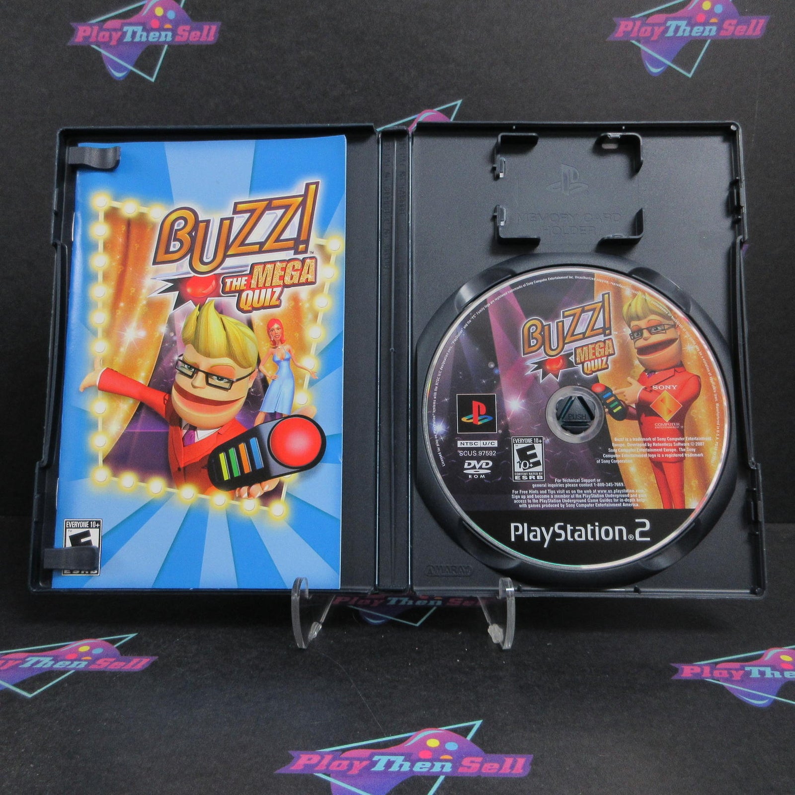 BUZZ The Mega Quiz PS2 PlayStation 2 AD + Reg Card Complete CIB - (See Pics)