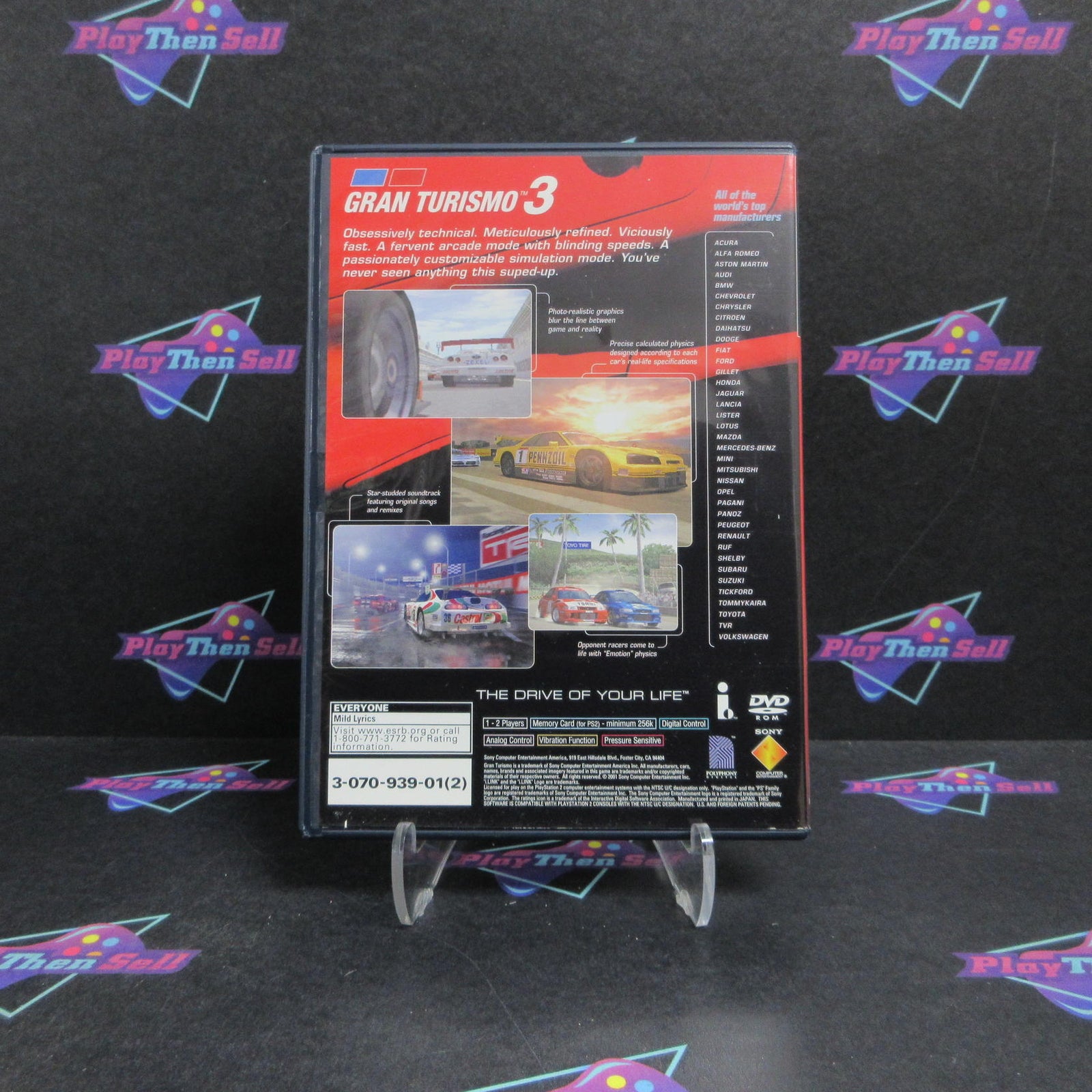 Gran Turismo 3 A-spec Red Cover PS2 PlayStation 2 - 1 Year Warranty Game & Case