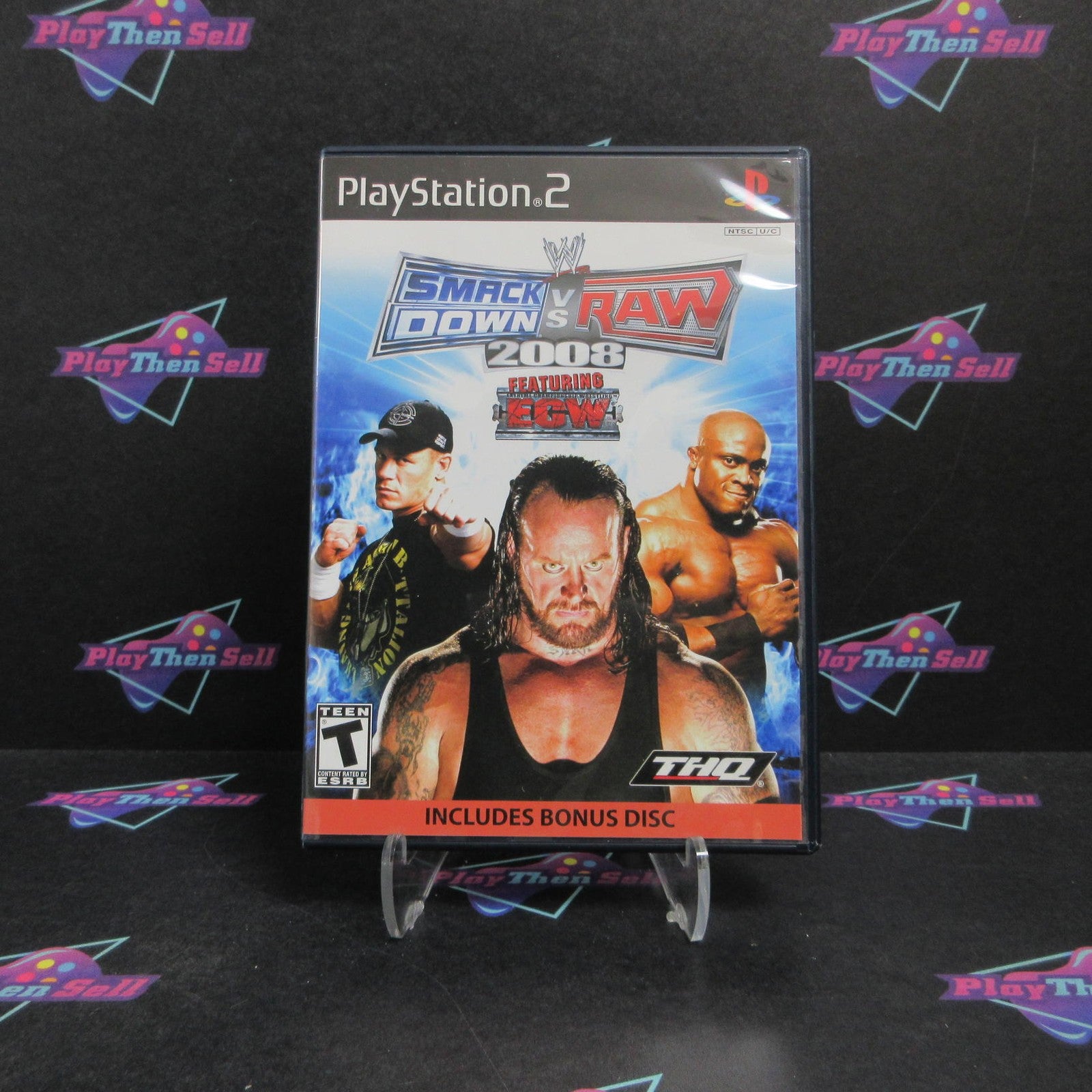 WWE SmackDown vs Raw 2008 PS2 PlayStation 2 + Bonus Disc Complete  - 1 Year Wa..