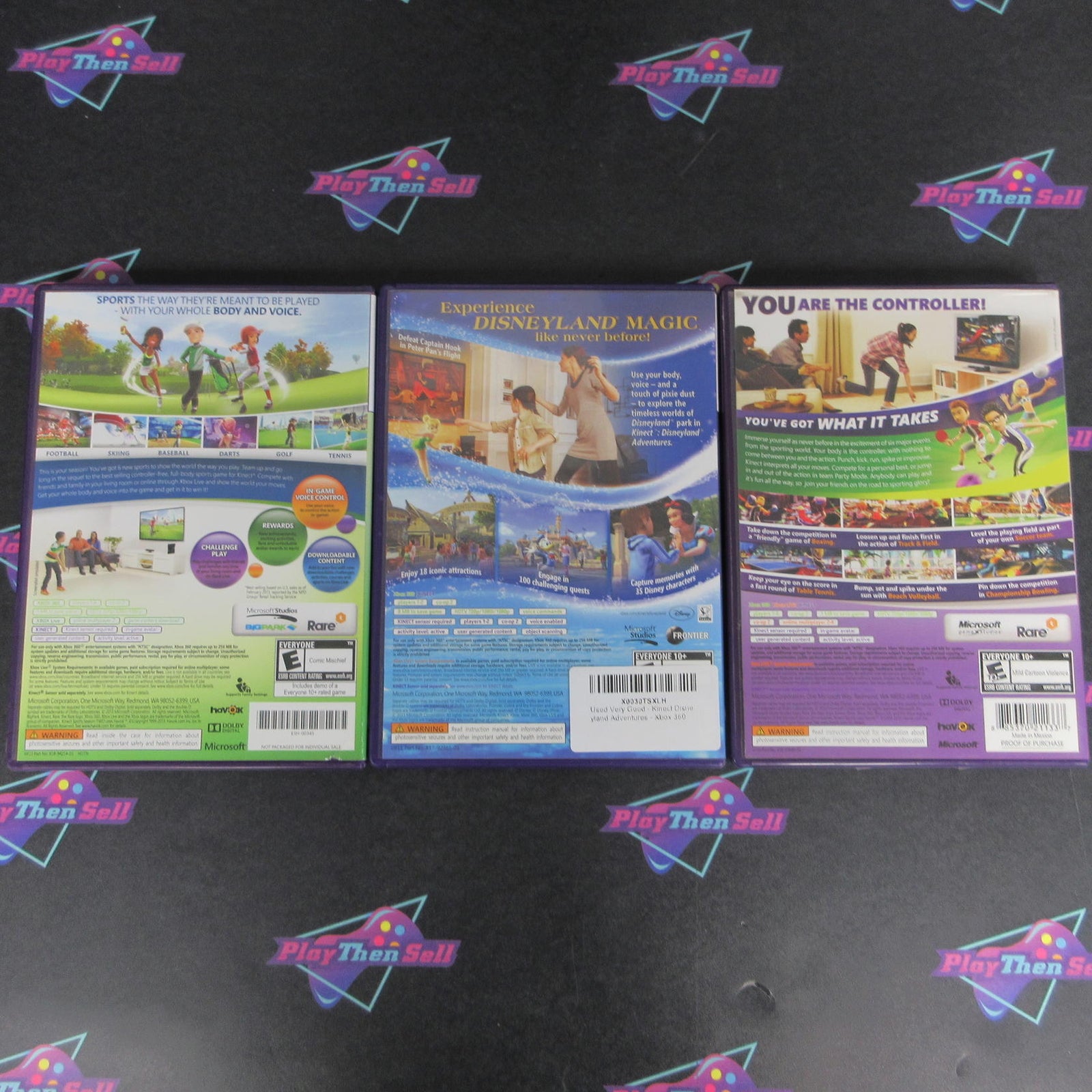 Kinect Sports / Sports Season 2 / Disneyland Adventures Xbox 360 Bundle CIB  -..