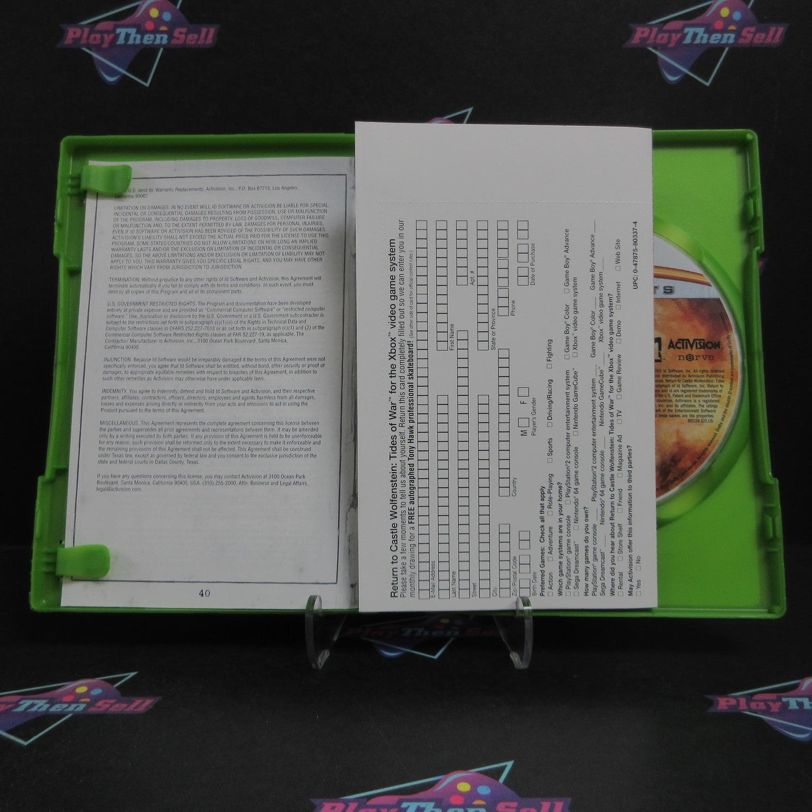 Return to Castle Wolfenstein Tides of War Xbox PH +Reg Card Complete  - 1 Year..
