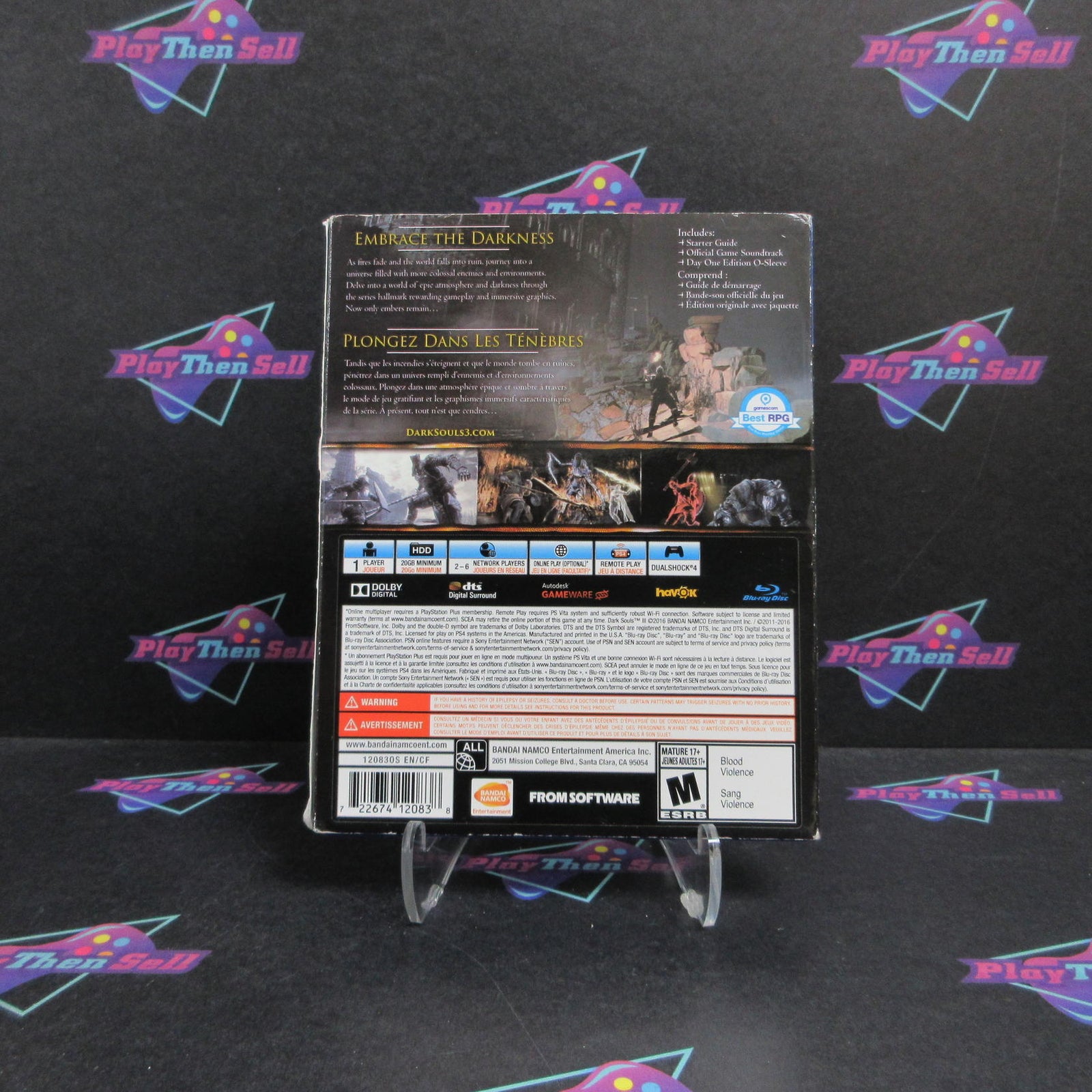 Dark Souls III Day One Edition PS4 PlayStation 4 + Sleeve/CD/Guide  - 1 Year W..