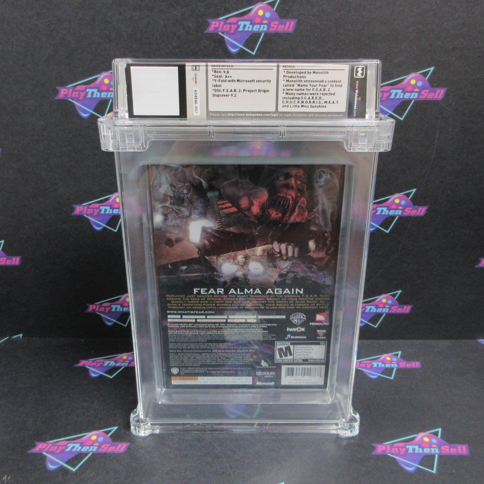 Fear 2 Project Origin Xbox 360 + Slipcover WATA Graded 9.8 A++ Sealed  Brand N..