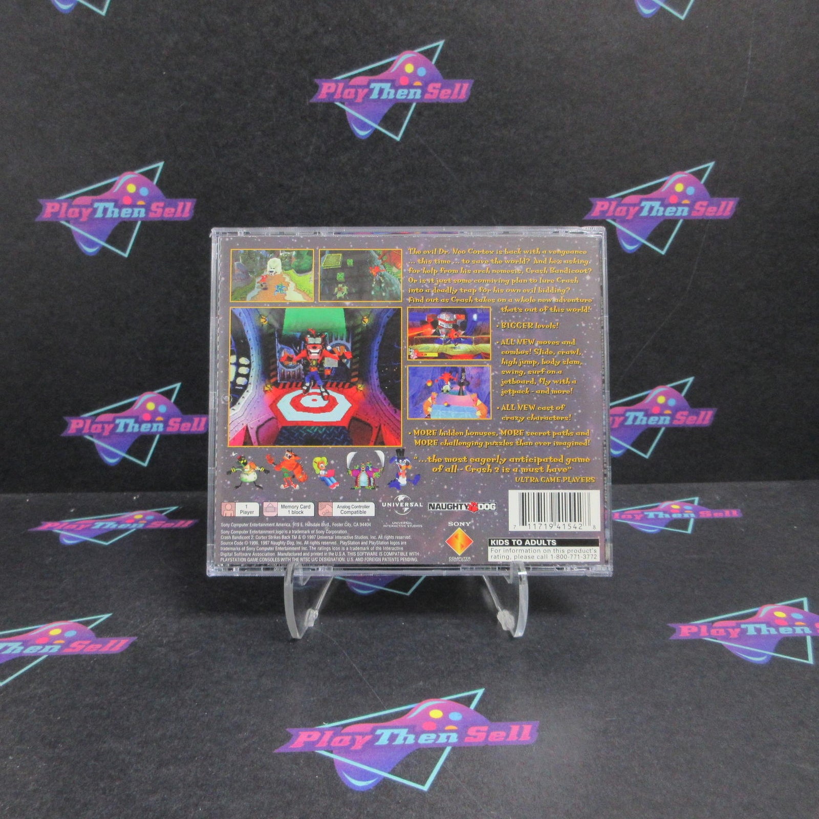 Crash Bandicoot 2 Cortex Strikes Back PS1 PlayStation 1 Holo Cover  - 1 Year W..