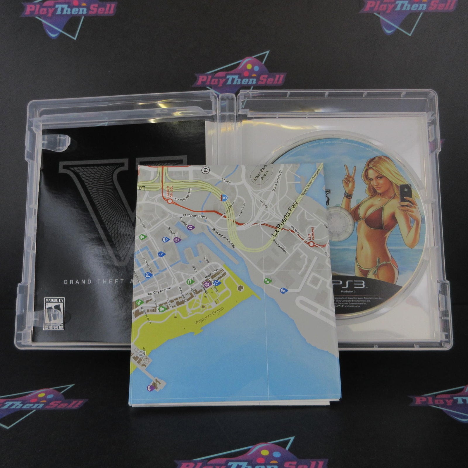 Grand Theft Auto V PS3 PlayStation 3 + Map Complete - 1 Year Warranty EX Cond