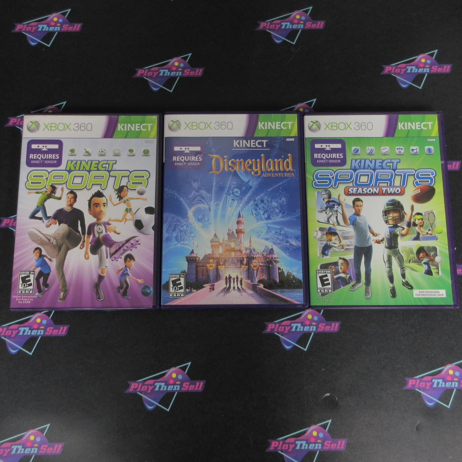 Kinect Sports / Sports Season 2 / Disneyland Adventures Xbox 360 Bundle CIB  -..