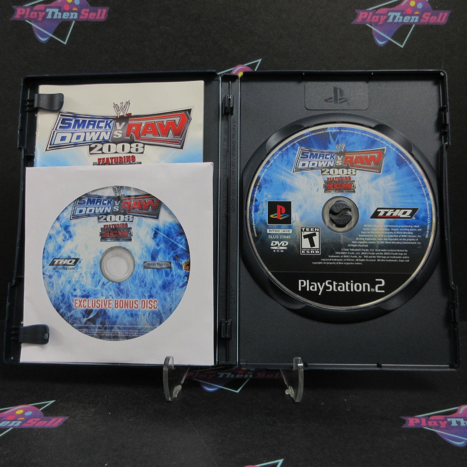 WWE SmackDown vs Raw 2008 PS2 PlayStation 2 + Bonus Disc Complete  - 1 Year Wa..