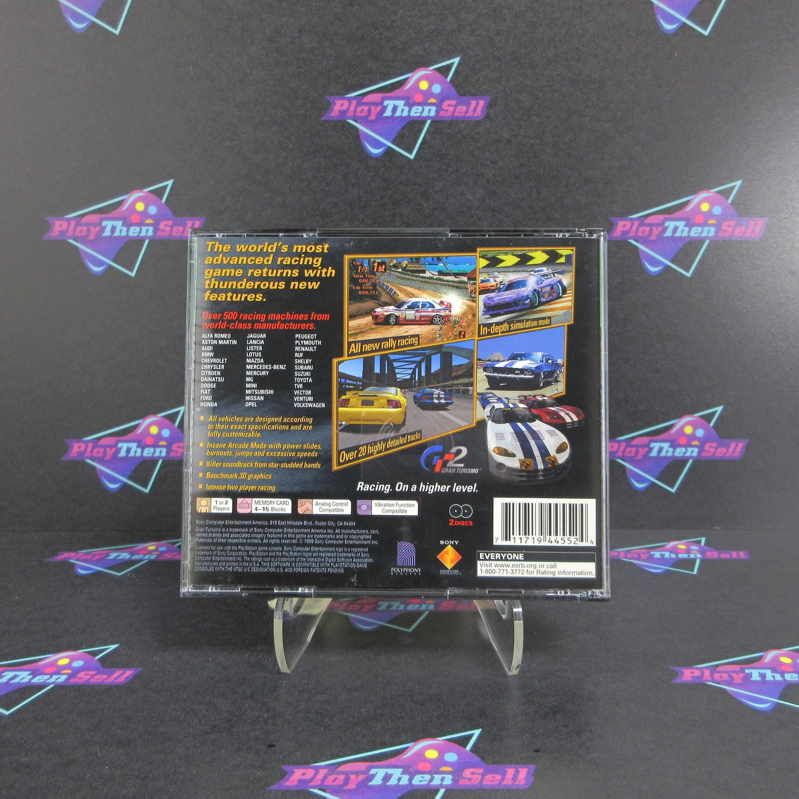 Gran Turismo 2 PS1 PlayStation 1 Greatest Hits - 1 Year Warranty Game & Case