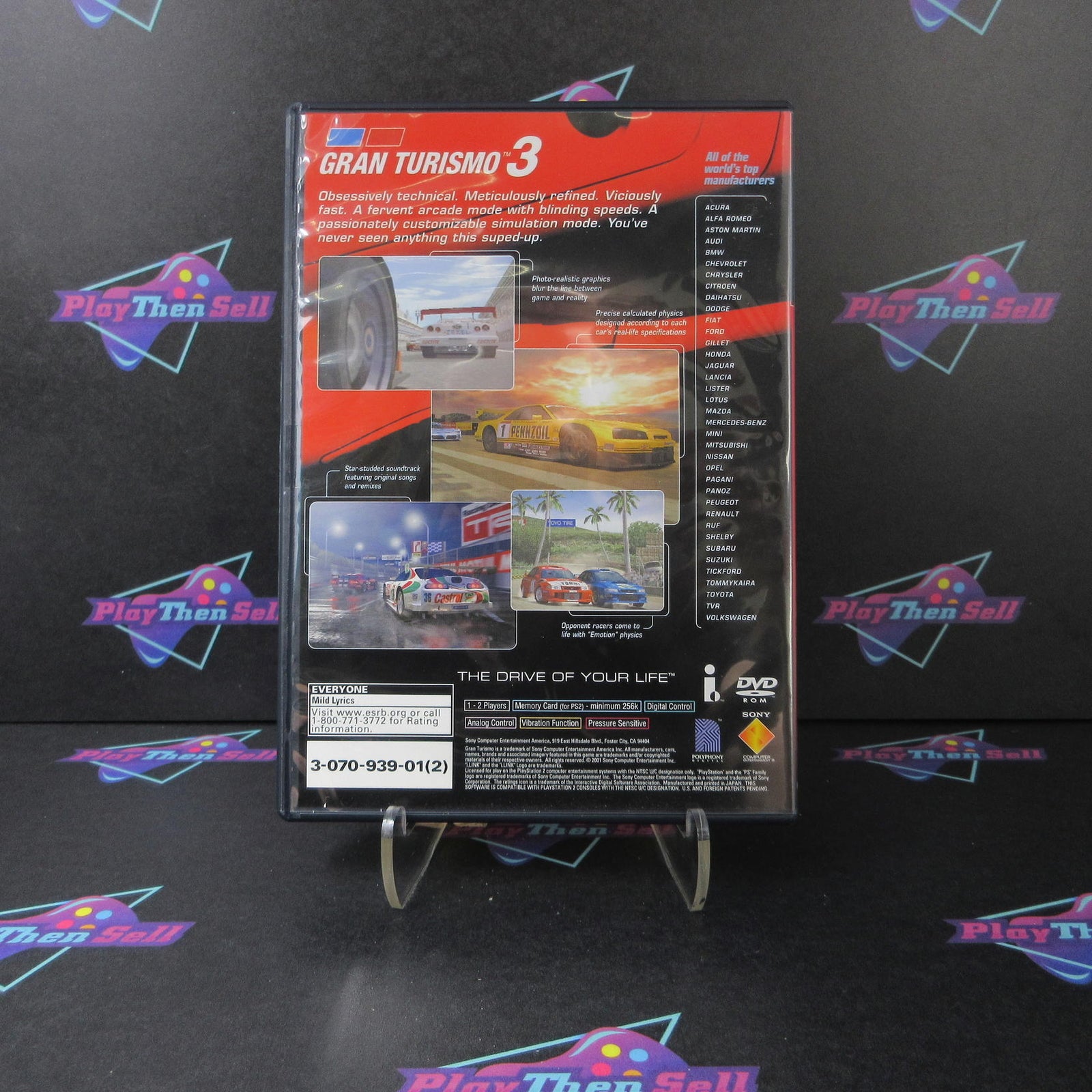 Gran Turismo 3 A-spec Red Cover NFS PS2 PlayStation 2 Complete  - 1 Year Warra..