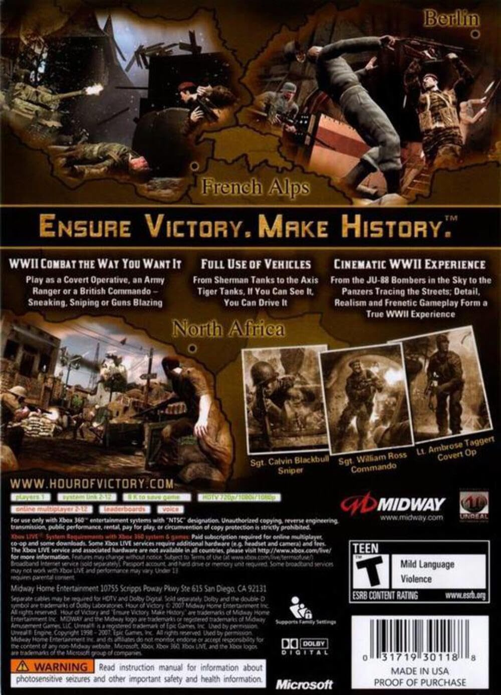 Hour of Victory Xbox 360 Complete - 1 Year Warranty EX Cond