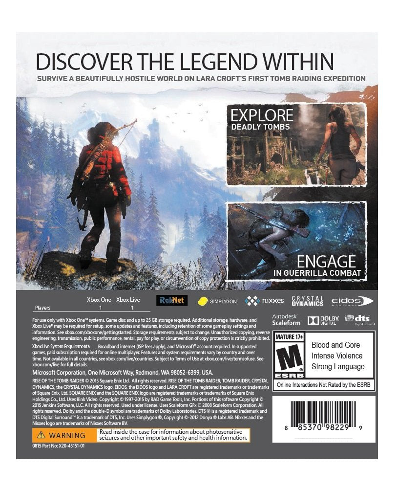 Rise of the Tomb Raider Xbox One - Like New