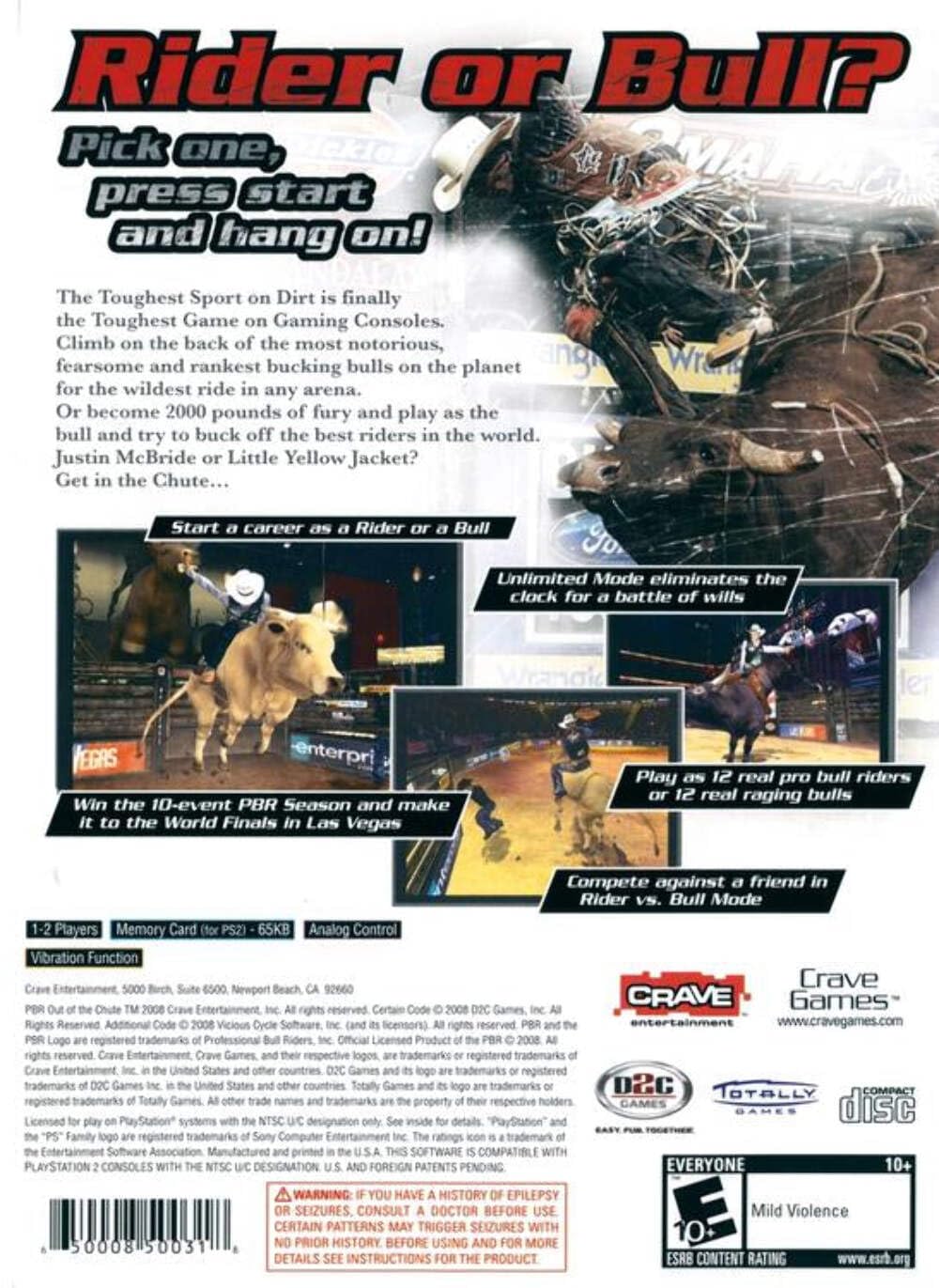 PBR Out Of The Chute PS2 PlayStation 2 Complete - Excellent