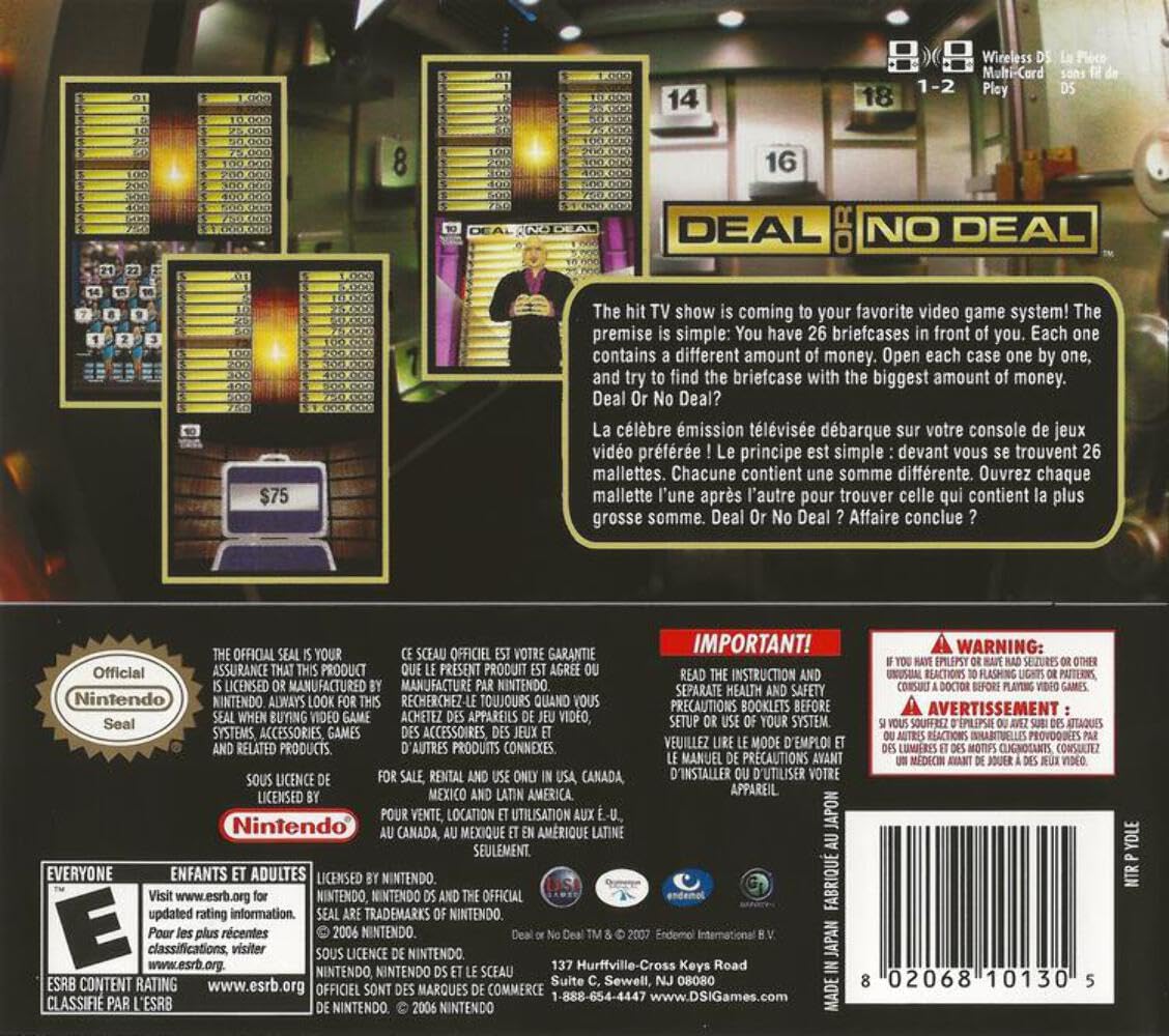 Deal or No Deal Nintendo DS Complete - Excellent