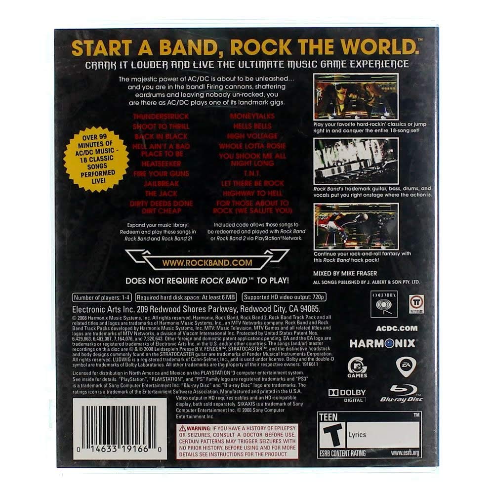 AC/DC Live Rock Band Track Pack PS3 PlayStation 3 AD Complete CIB - Very Good