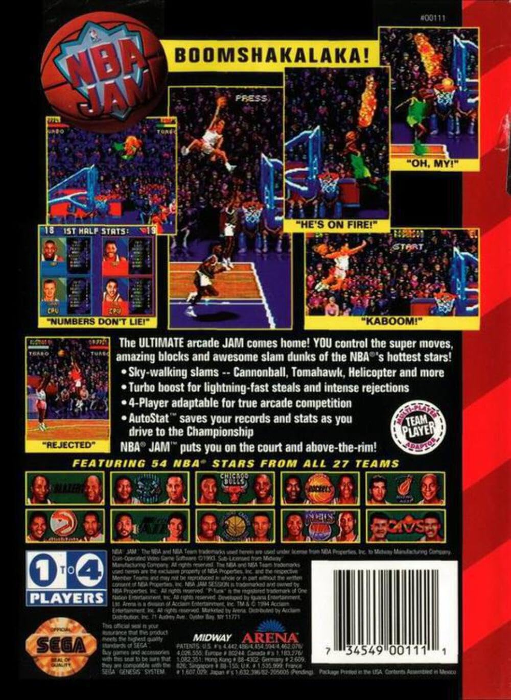 NBA Jam Sega Genesis - Very Good