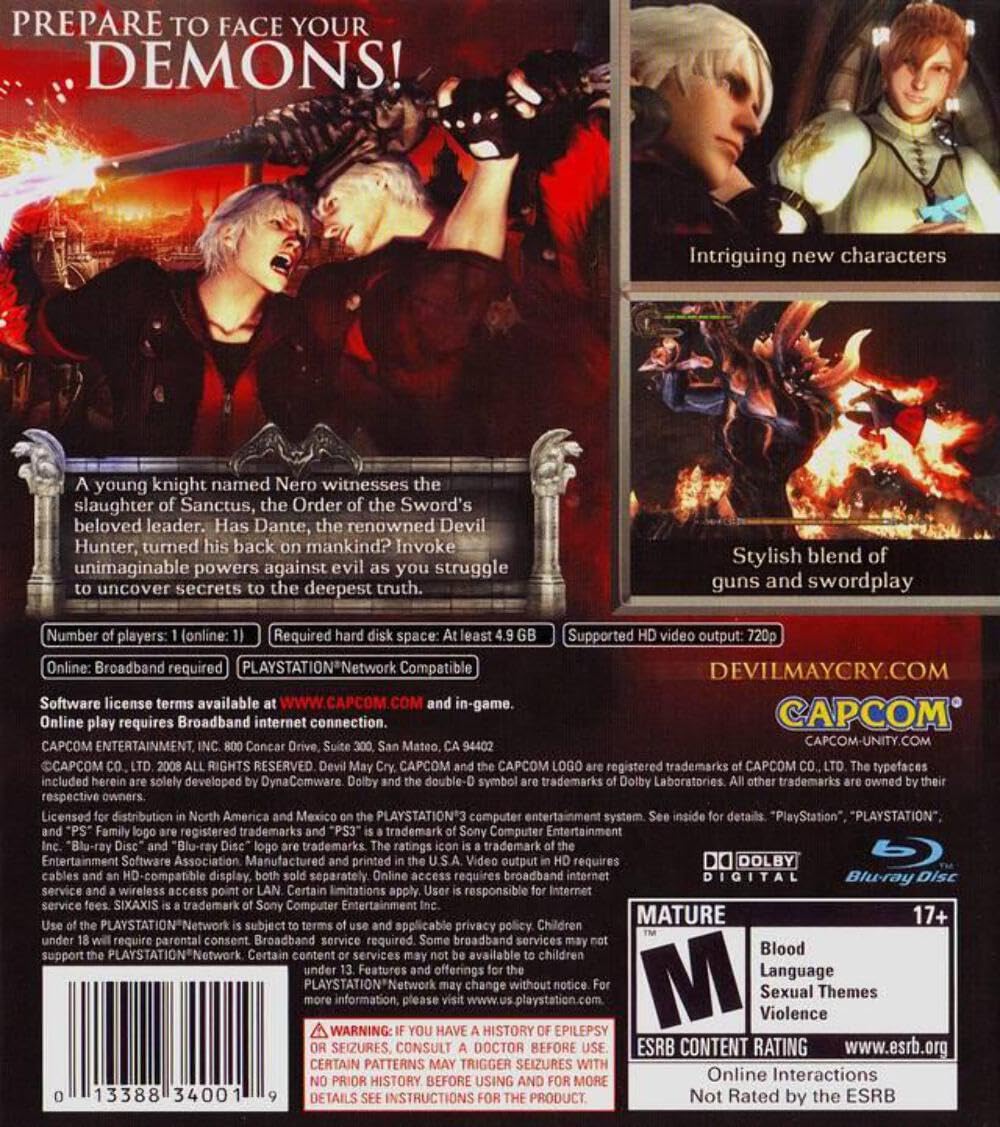 Devil May Cry 4 Collector's Edition Steelbook PlayStation 3 + Bonus Disc/Sleeve - Like New