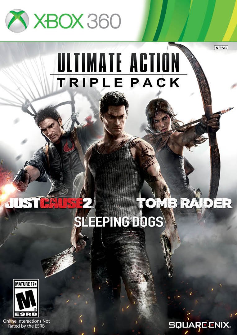 Ultimate Action Triple Pack Xbox 360 - Just Cause 2/ Tomb Raider/ Sleeping Dogs - Like New