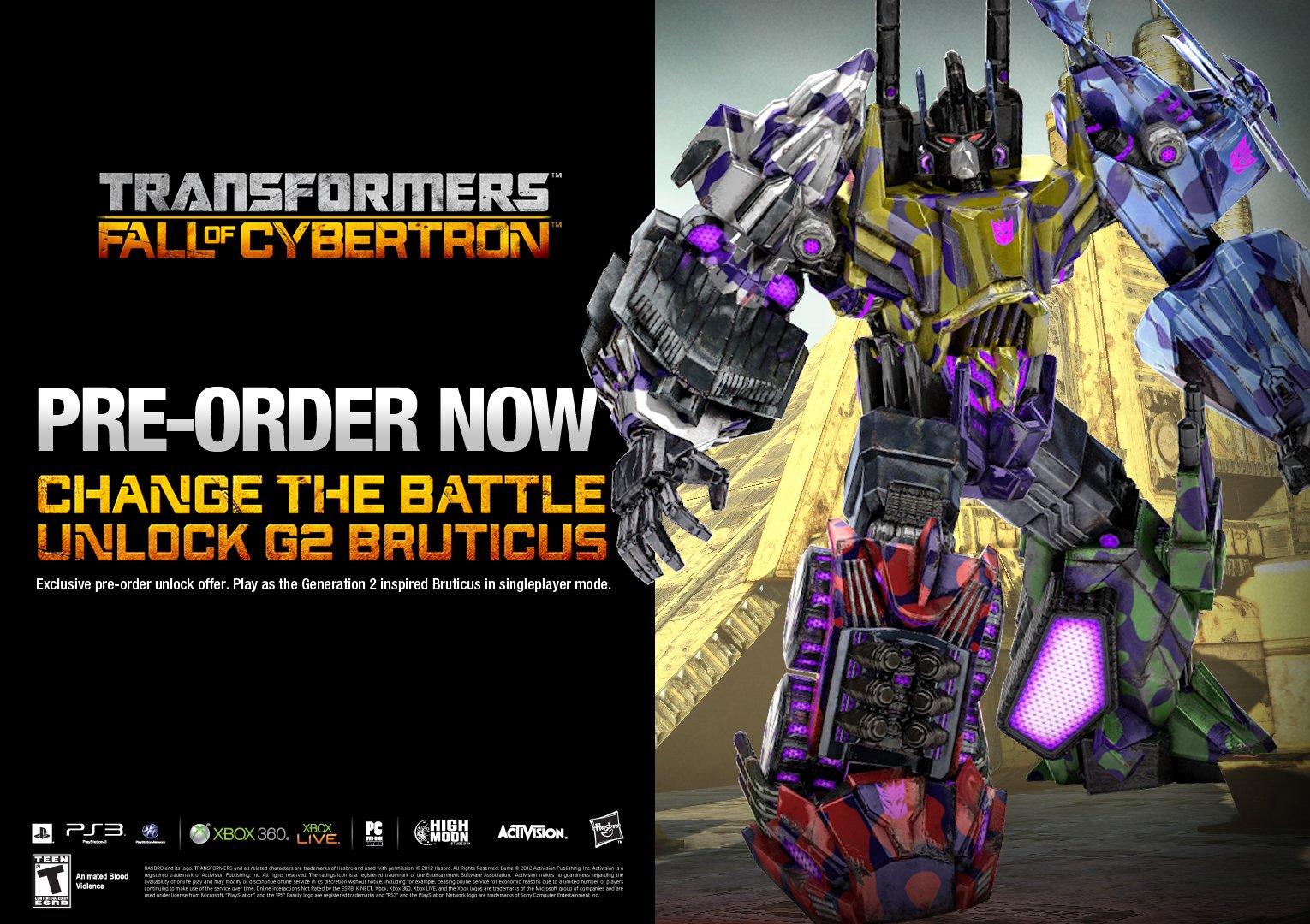 Transformers Fall of Cybertron Xbox 360 AD Complete CIB - Very Good