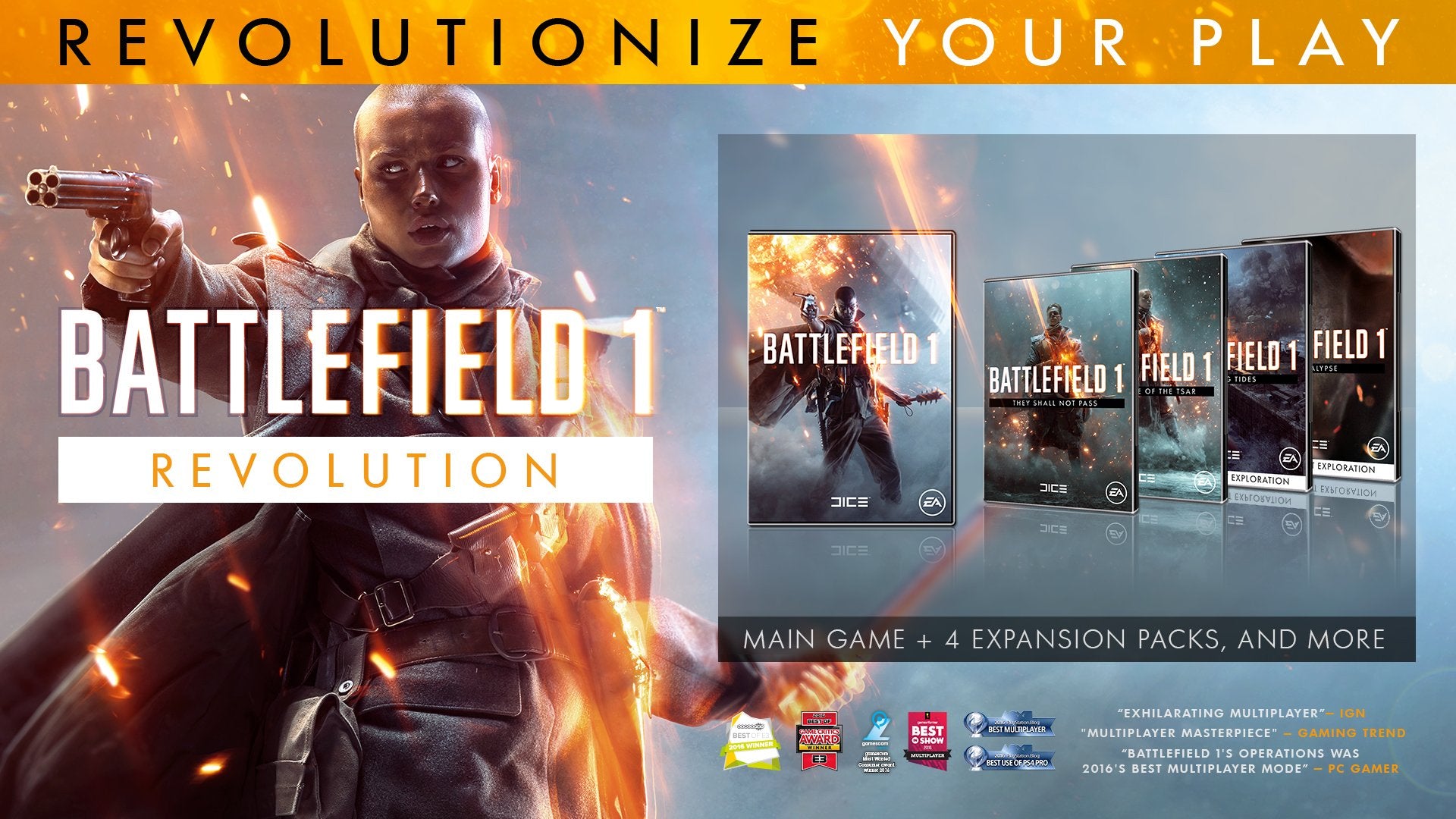 Battlefield 1 Revolution Edition PS4 PlayStation 4 AD Complete CIB - Very Good