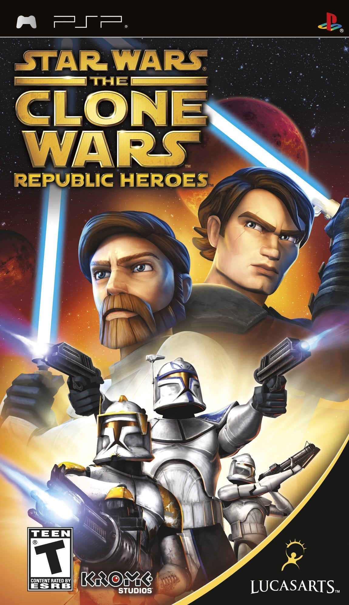 Star Wars the Clone Wars Republic Heroes Sony PSP Clear UMD - Like New