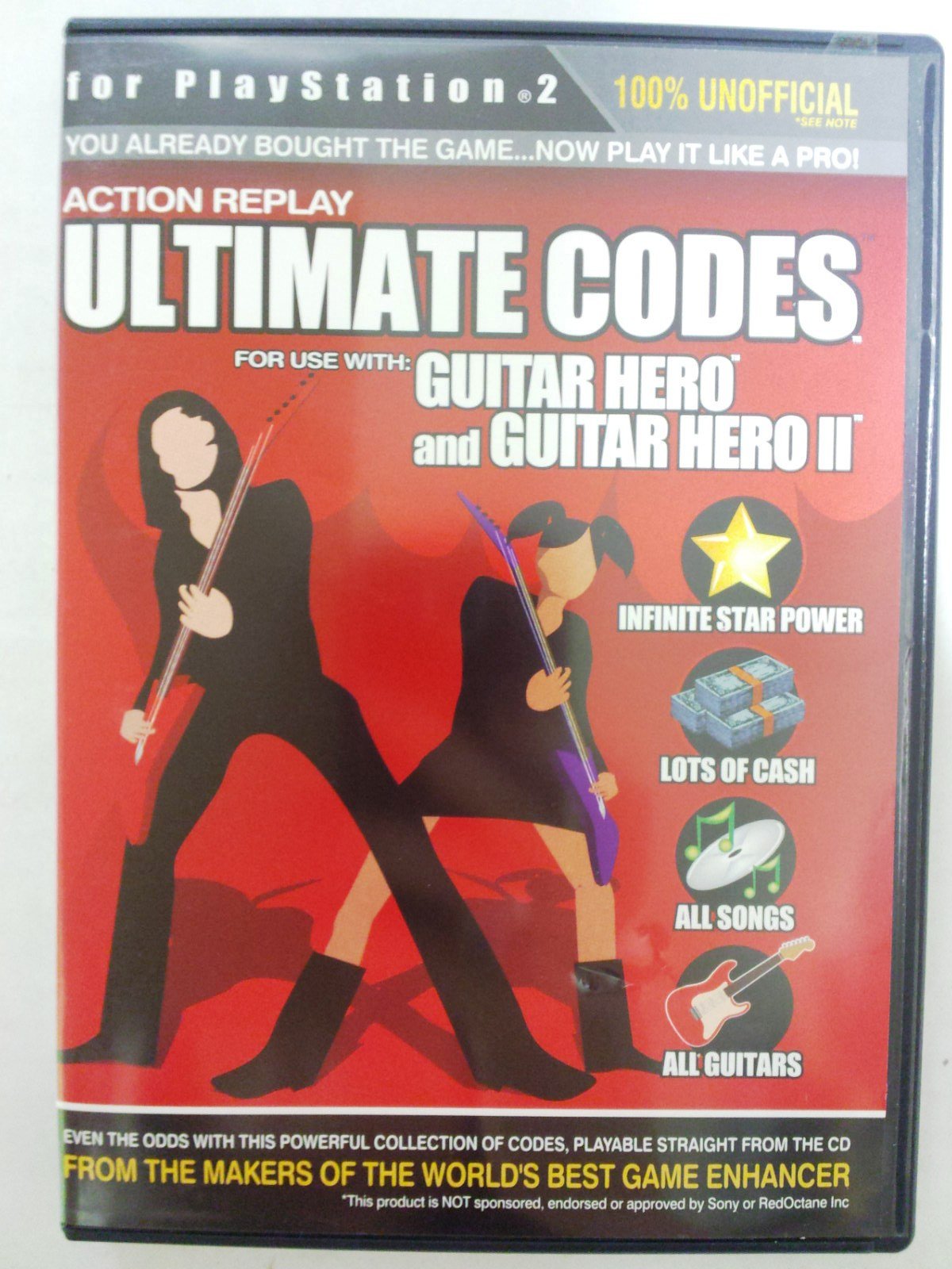 Action Replay Ultimate Codes Guitar Hero & Guitar Hero 2 PS2 Playstation 2 - Like New