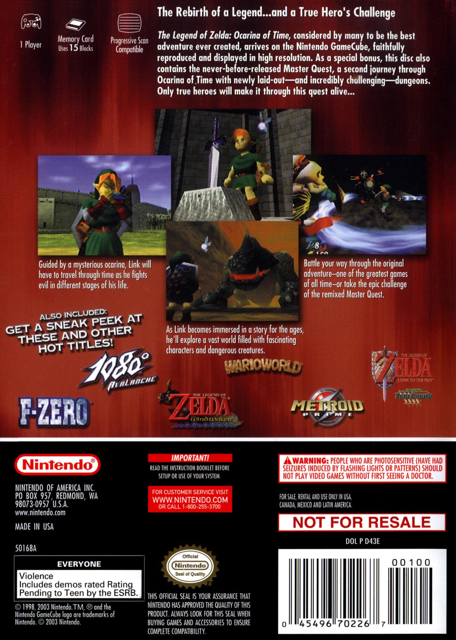 The Legend of Zelda Ocarina of Time Master Quest Nintendo GameCube MD CIB - Very Good