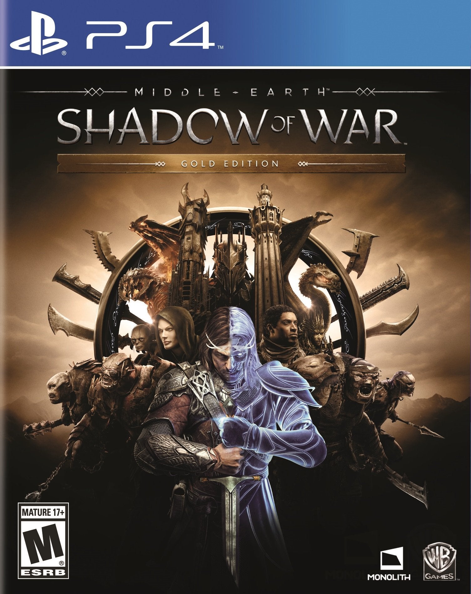Middle-Earth Shadow Of War Gold Ed Steel-Book PS4 AD - Very Good