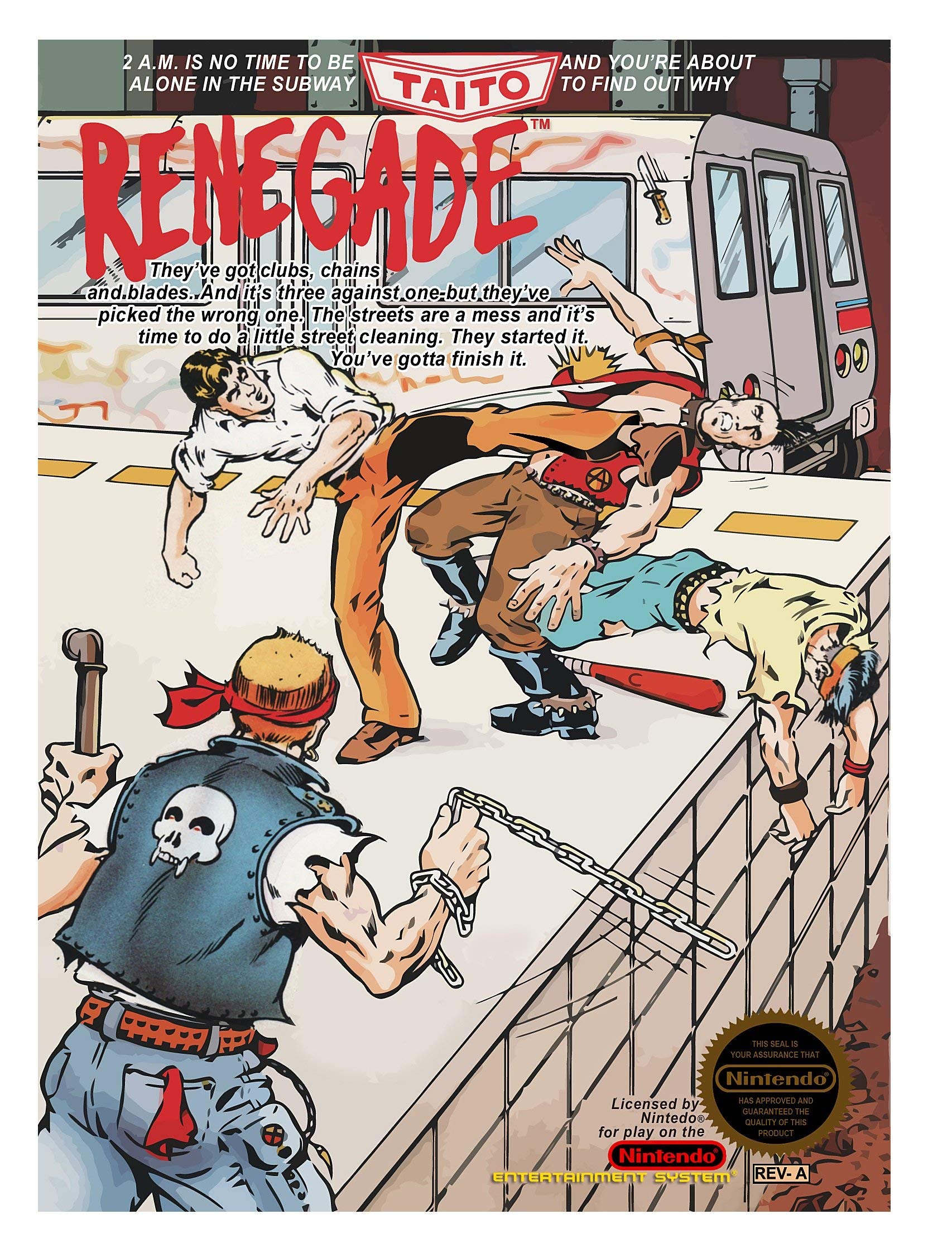 Renegade NES Cartridge Only AD Authentic / Tested - Very Good