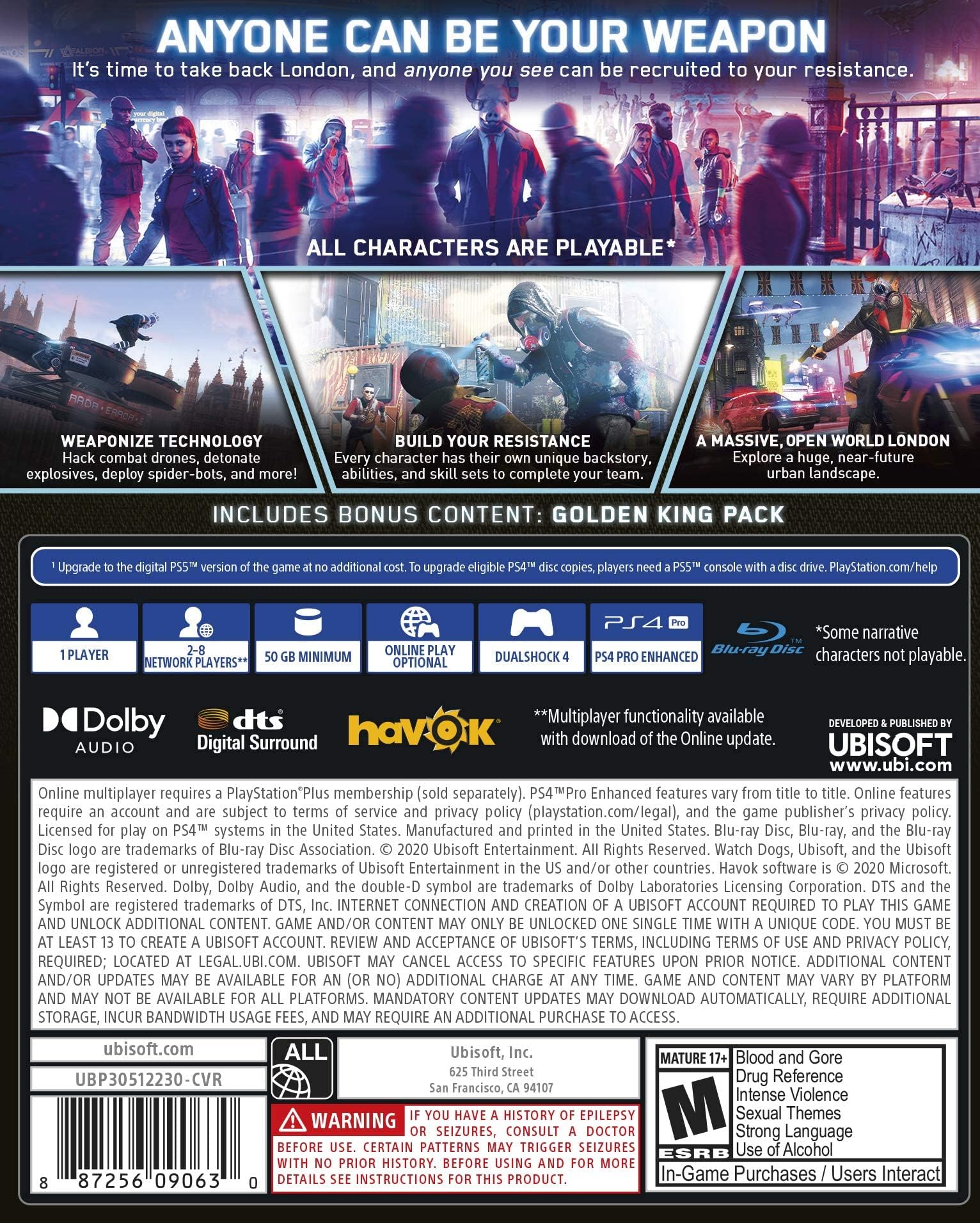 Watch Dogs Legion PS4 PlayStation 4 - Like New