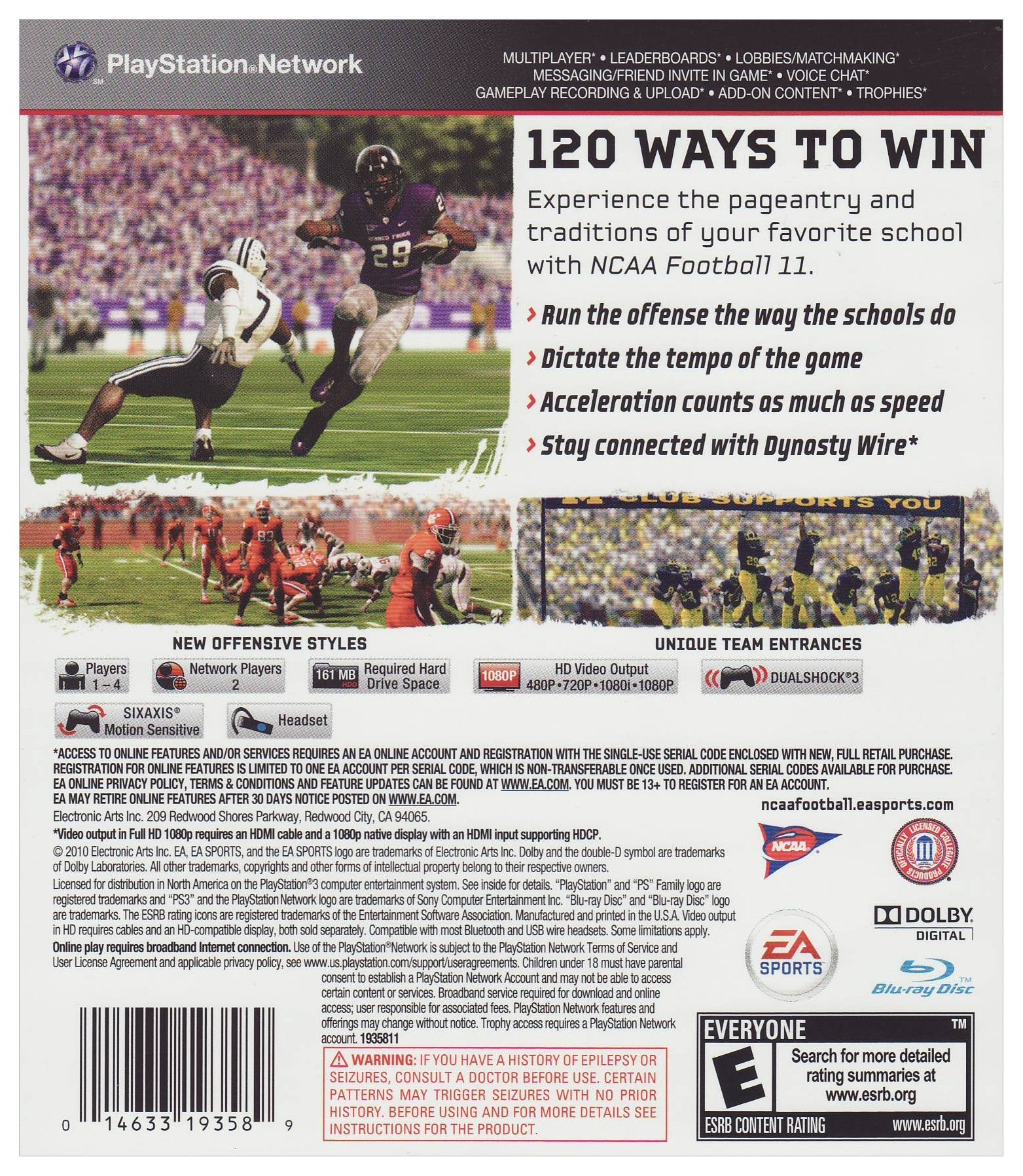 NCAA Football 11 PS3 PlayStation 3 - Very Good