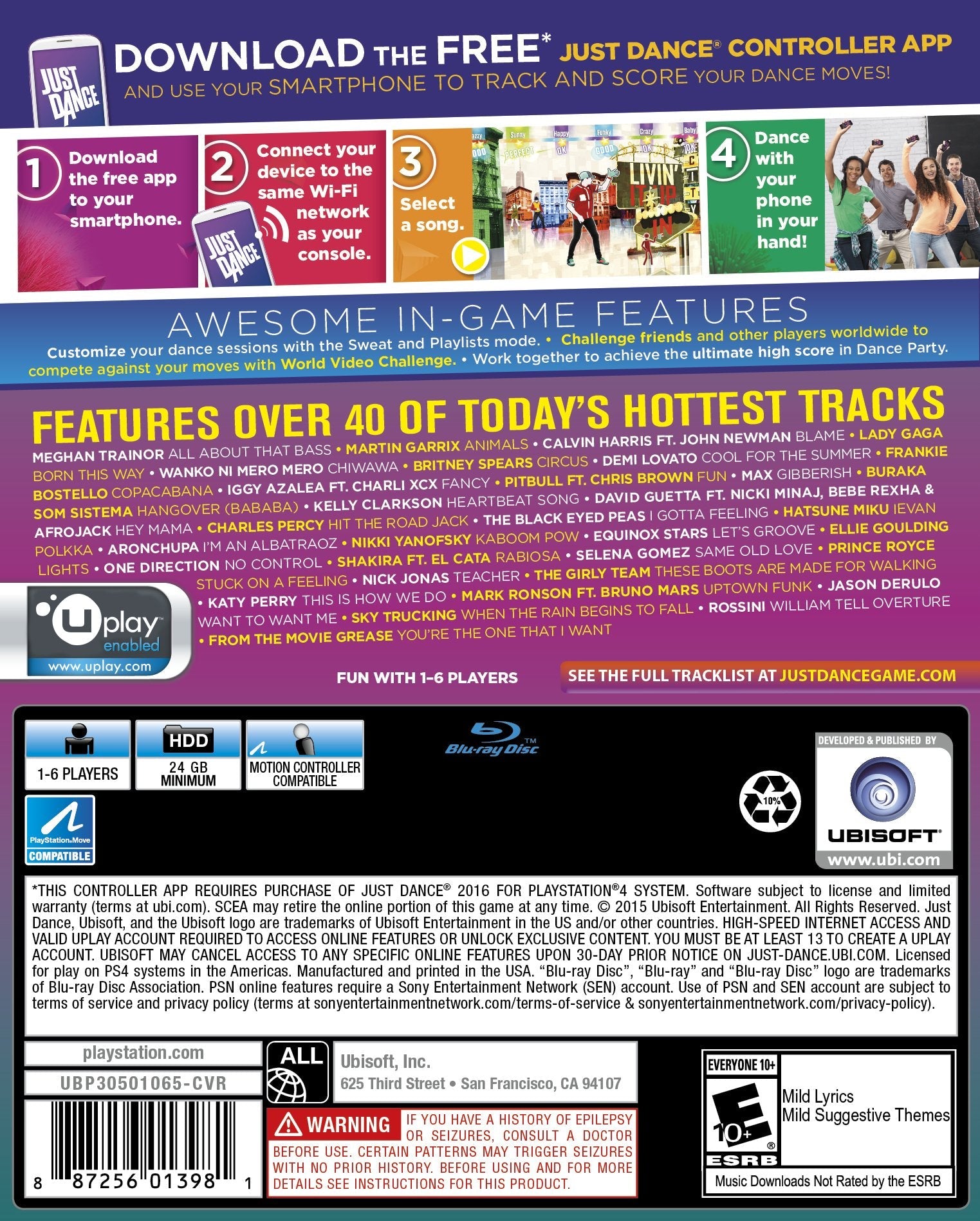 Just Dance 2016 PS4 PlayStation 4 AD/DD - Very Good