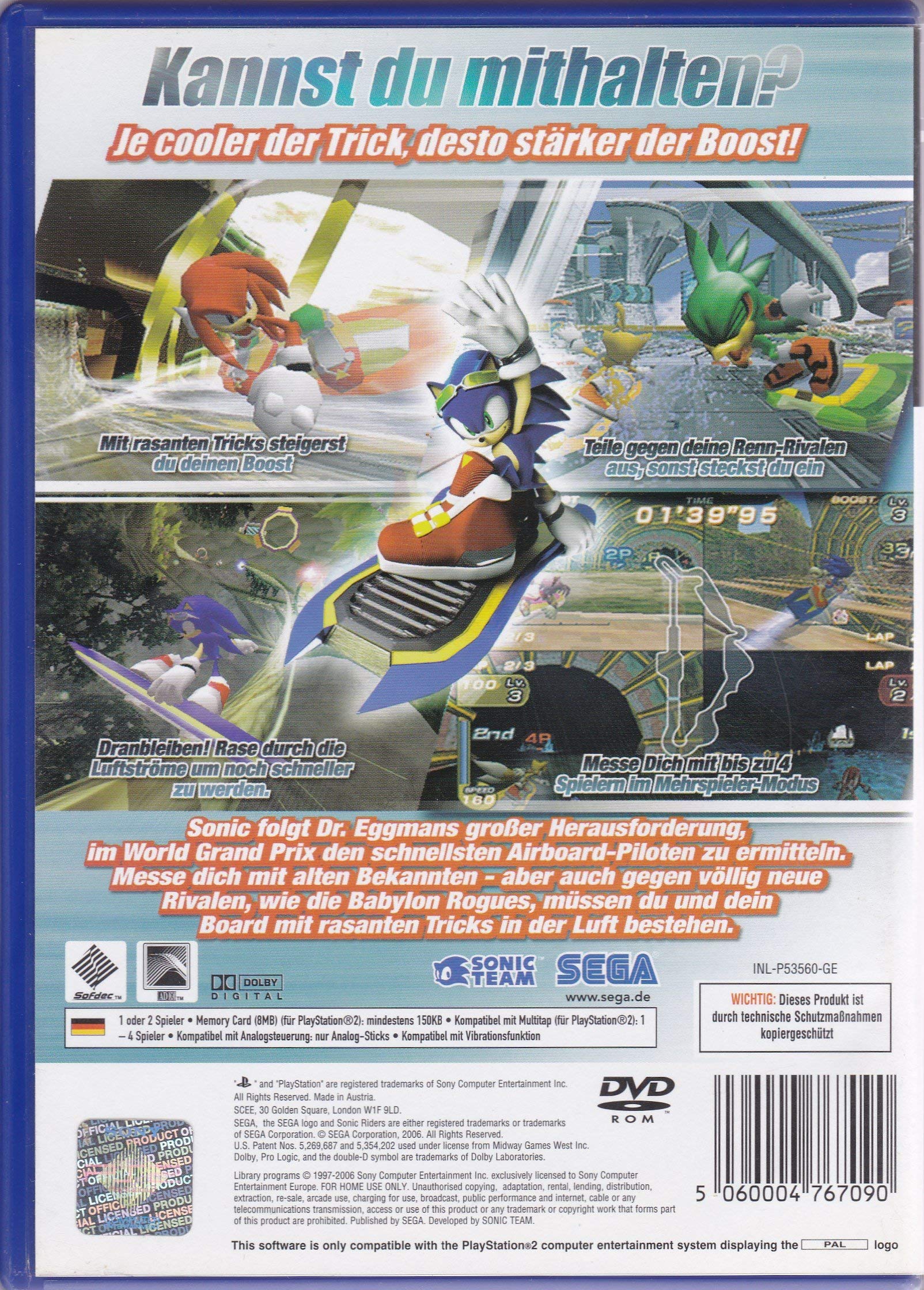 Sonic Riders PS2 PlayStation 2 GH - Very Good