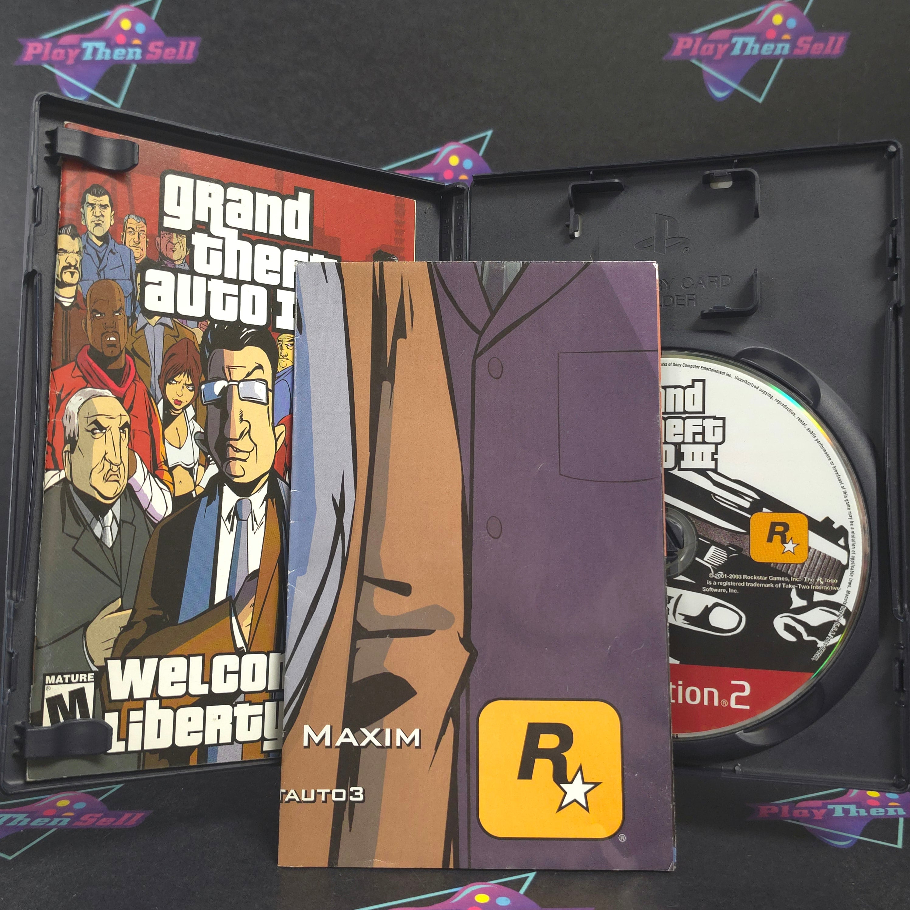 Grand Theft Auto GTA III (3) PS2 PlayStation 2 GH + Map CIB - Very Good