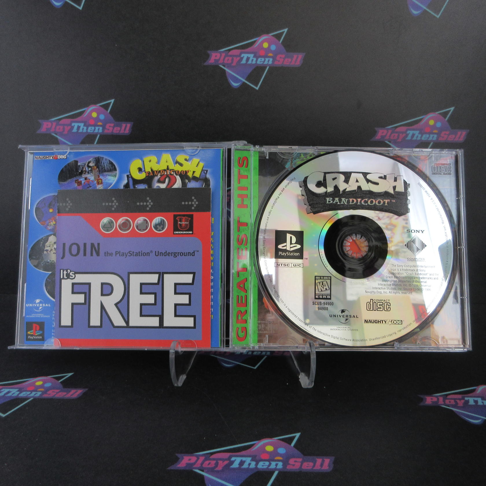 Crash Bandicoot PS1 PlayStation 1 Greatest Hits + Reg Card - Like New