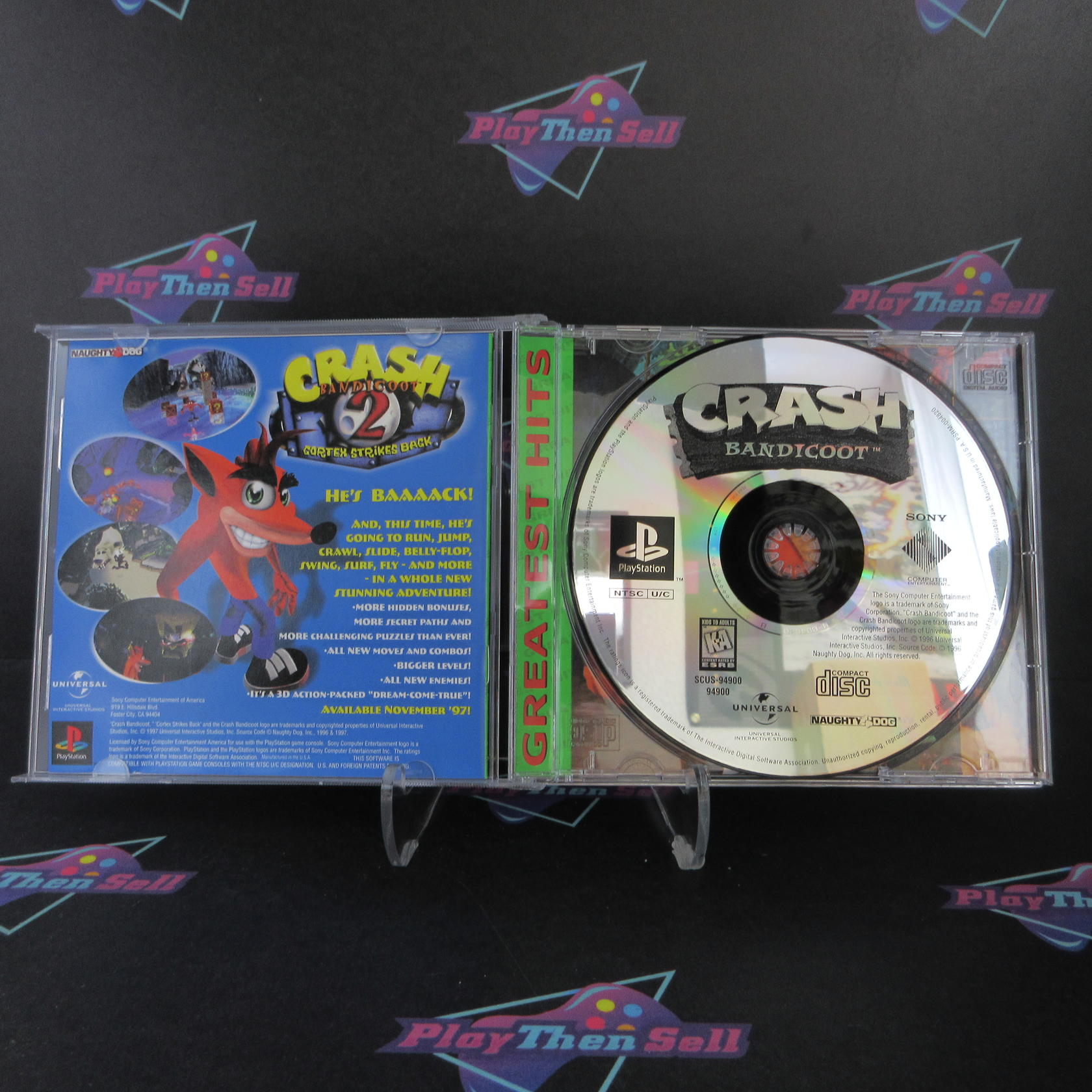 Crash Bandicoot PS1 PlayStation 1 Greatest Hits + Reg Card - Like New